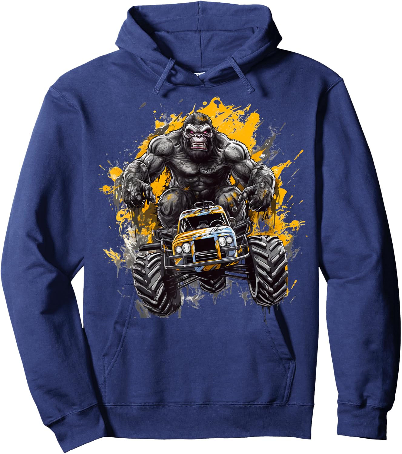 Sasquatch Riding Monster Truck Bigfoot for Boys Toddlers Hoodie - Hoodie | Navy