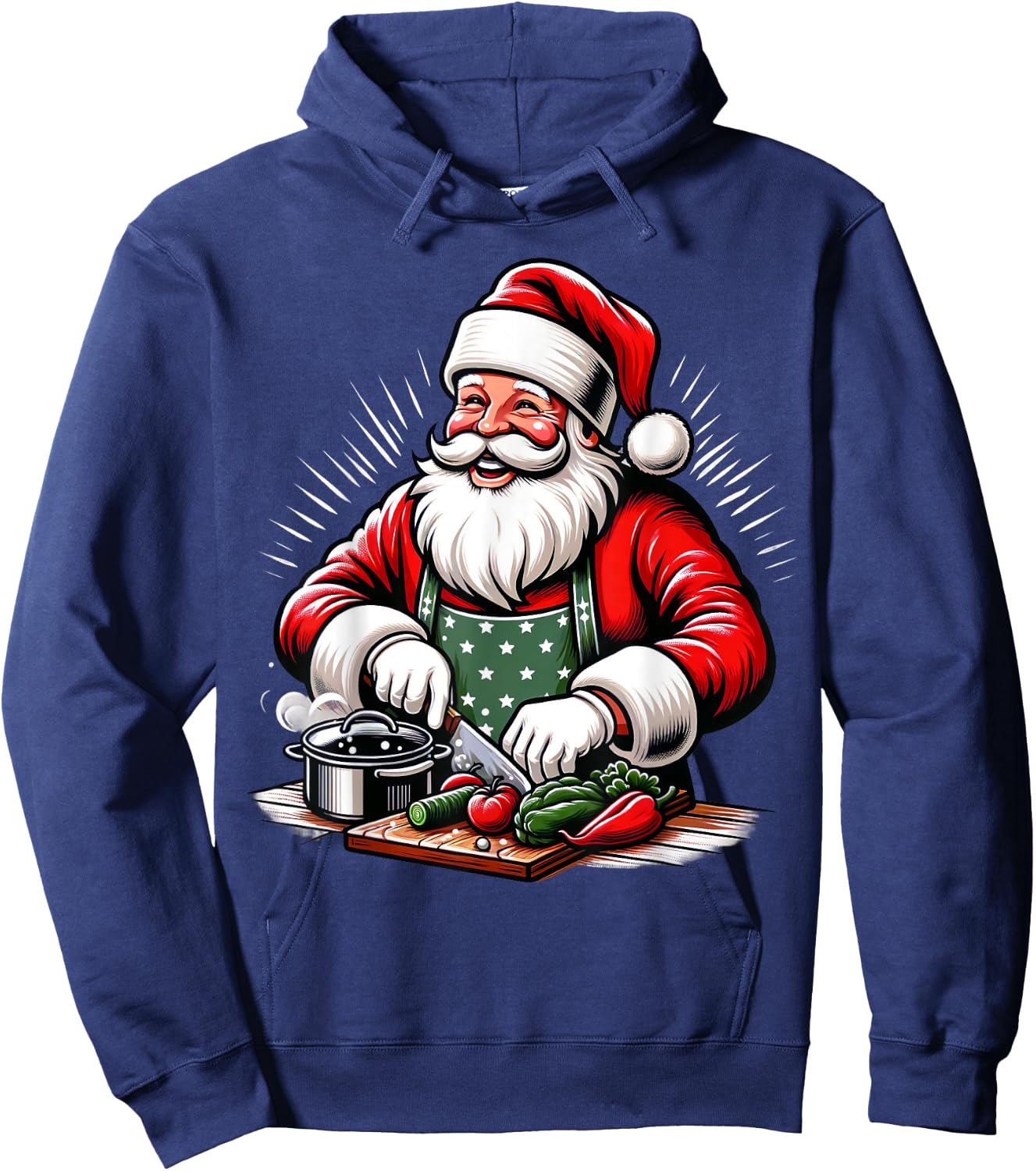 Santa Cooks Food, Chef Xmas Christmas Women Men Kids Hoodie - Hoodie | Navy