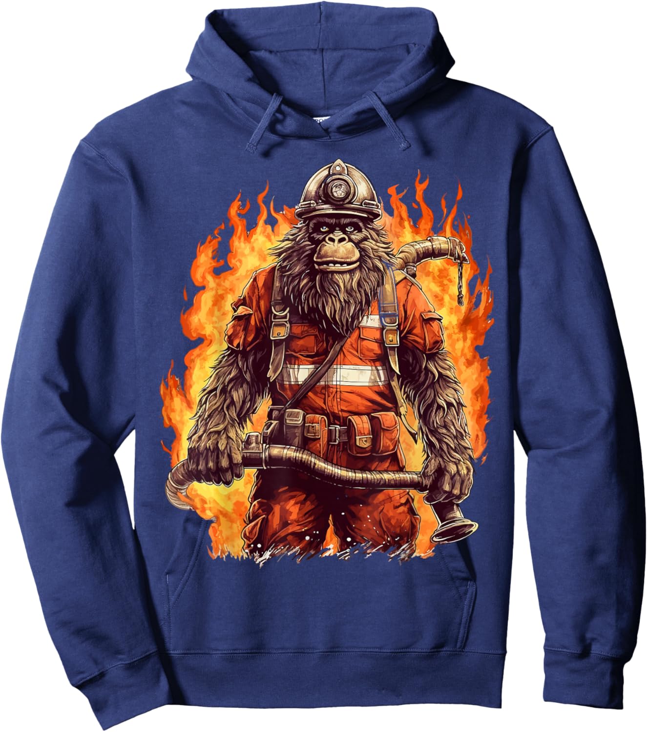 Fire Brigade Bigfoot Fireman Firefighter Bigfoot Sasquatch Hoodie - Hoodie | Navy