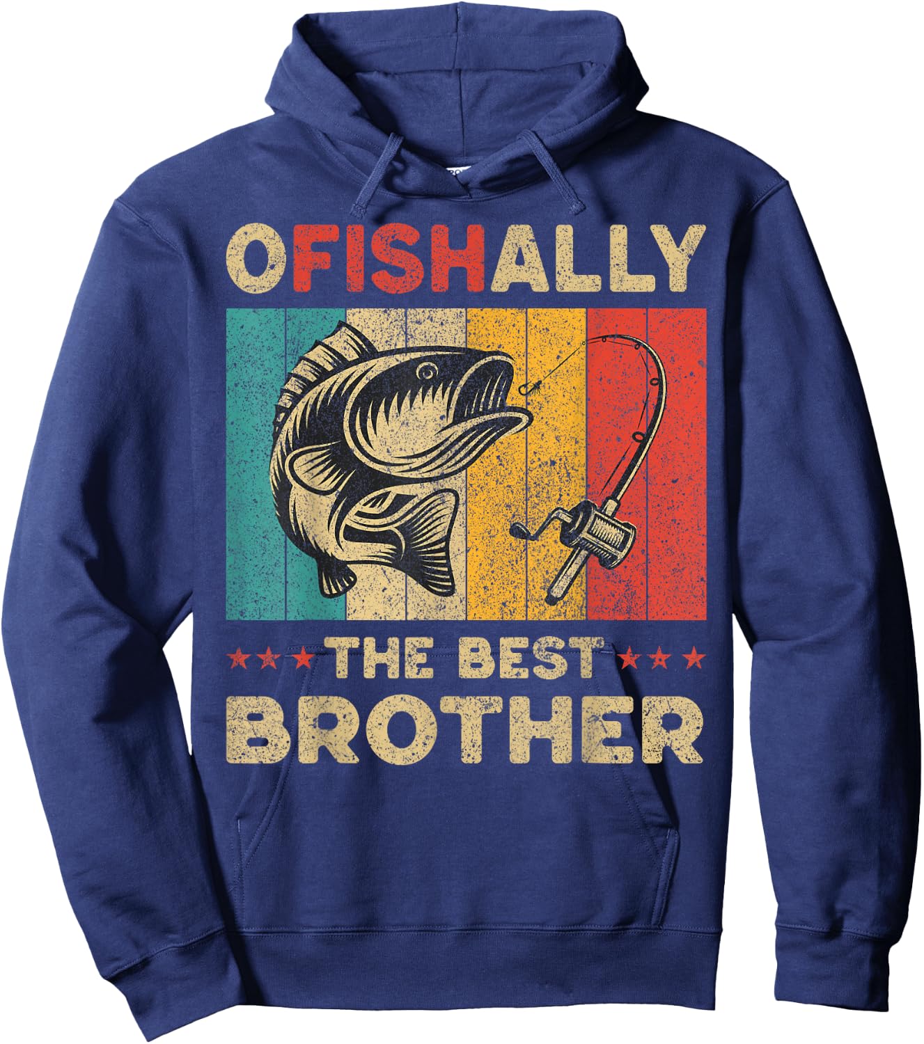 Father's Day Funny Fishing Ofishally The Best Brother Hoodie - Hoodie | Navy