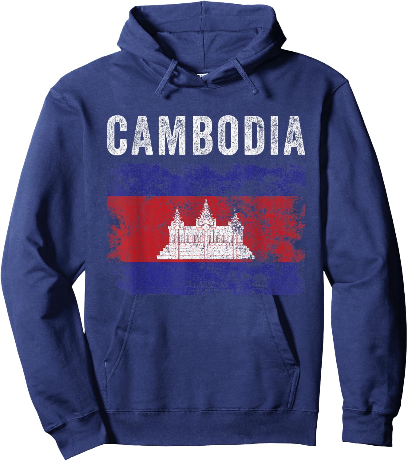 Cambodia Flag Distressed - Men Women Kids - Cambodian Flag Hoodie - Hoodie | Navy