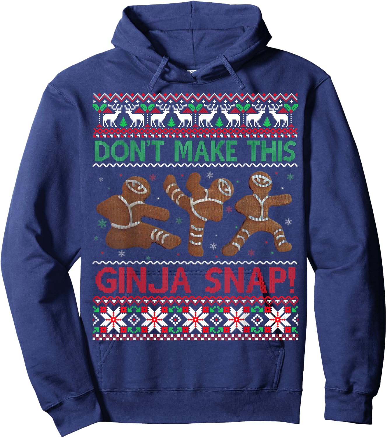 Don't Make This Ginja Snap Ugly Christmas Sweater Hoodie - Hoodie | Navy