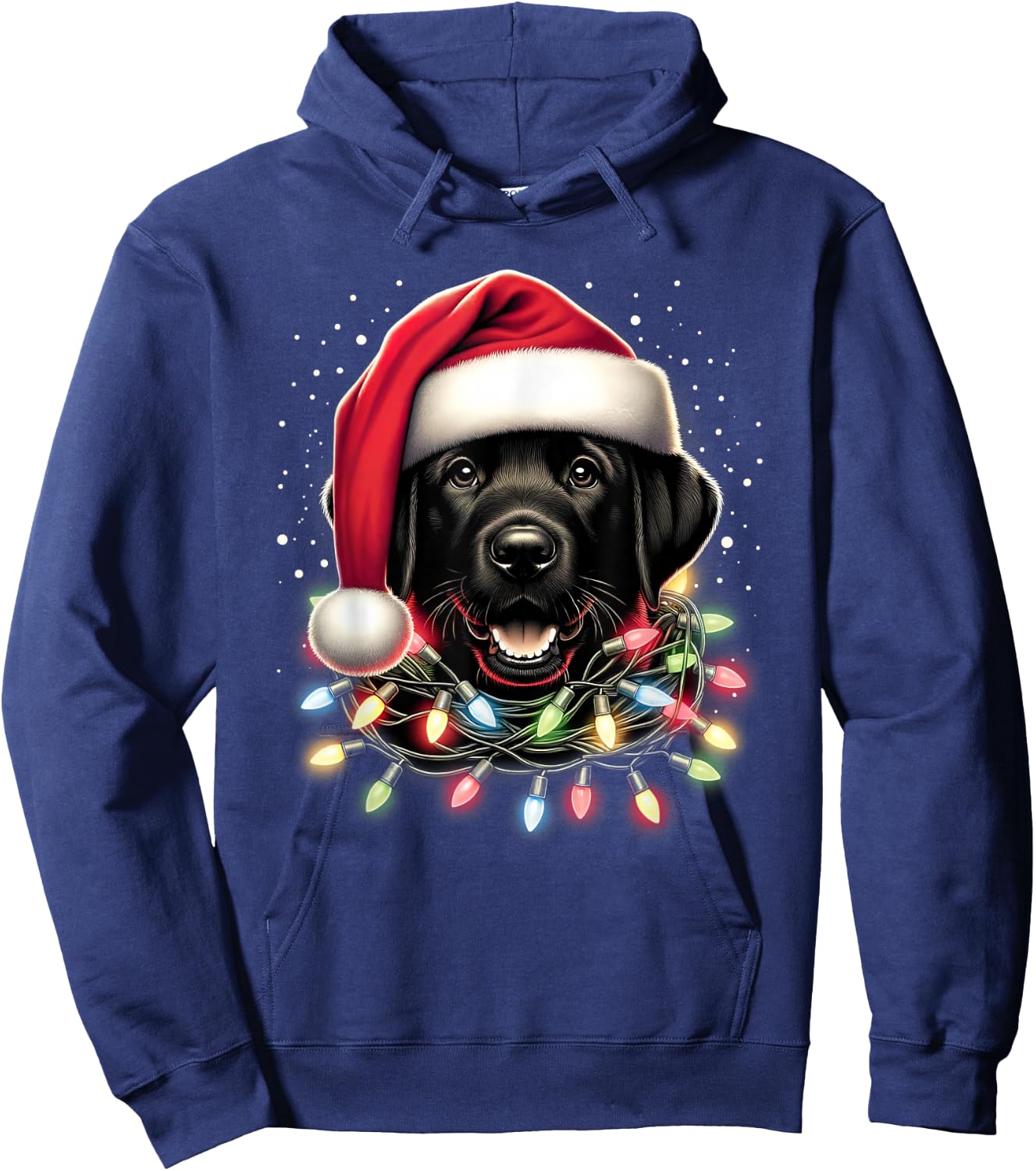 Black Lab Labrador Christmas Tree Light Pajama Dog Xmas Hoodie - Hoodie | Navy