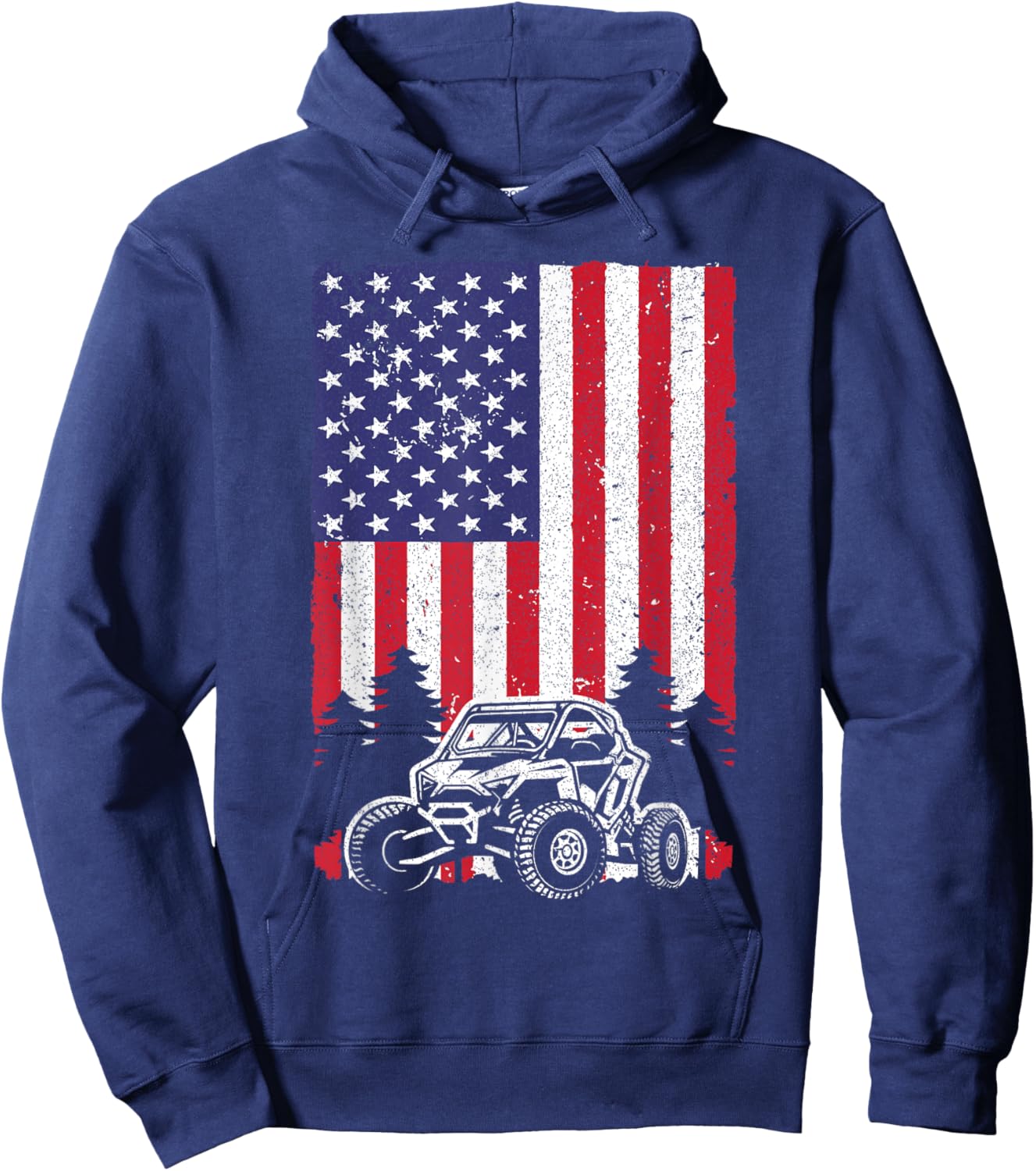 SxS Women Offroad Mud Riding 4th of July US Flag Hoodie - Hoodie | Navy