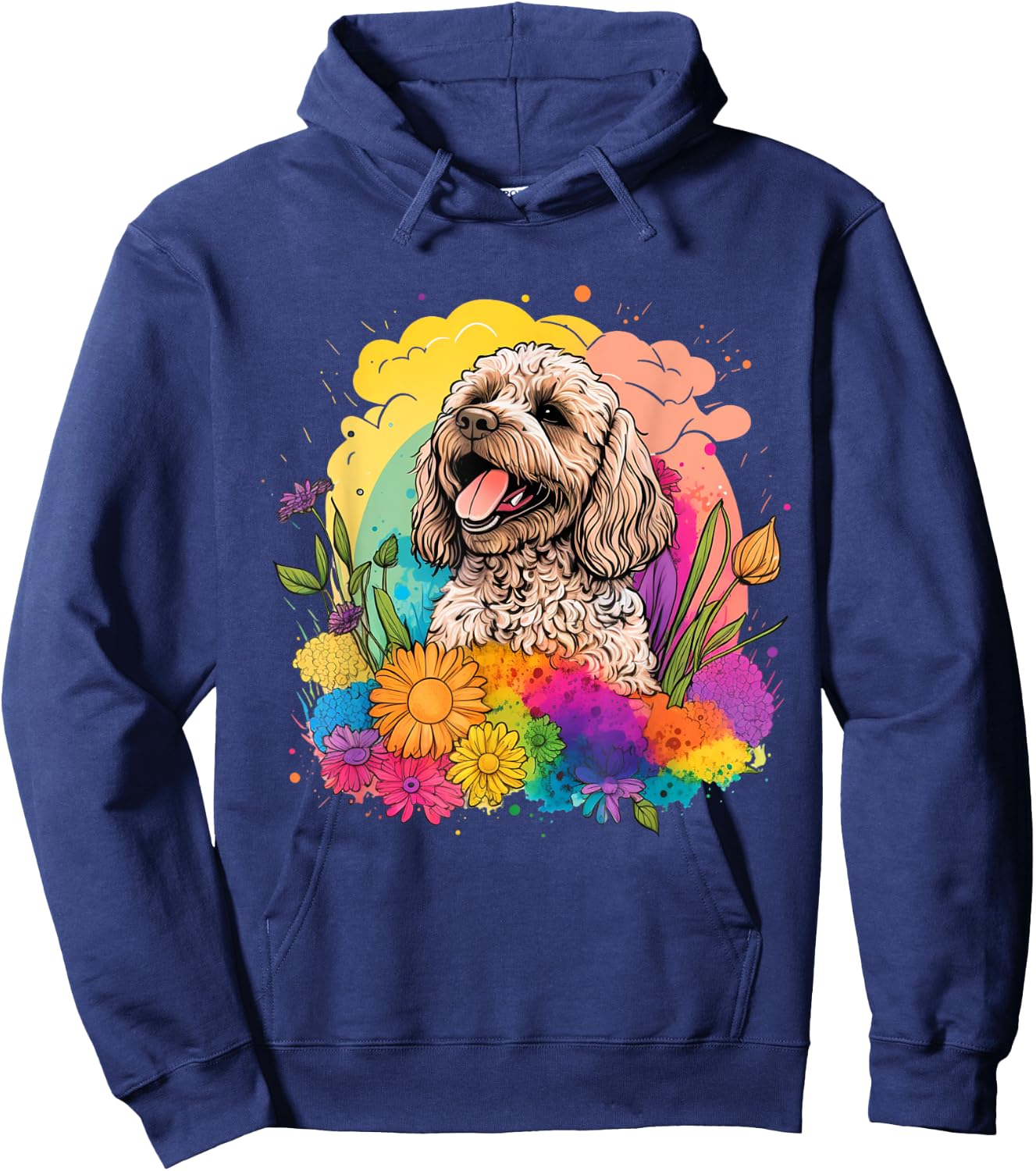 Cockapoo Mom Women Colorful Floral Graphic Flowers Dog Hoodie - Hoodie | Navy