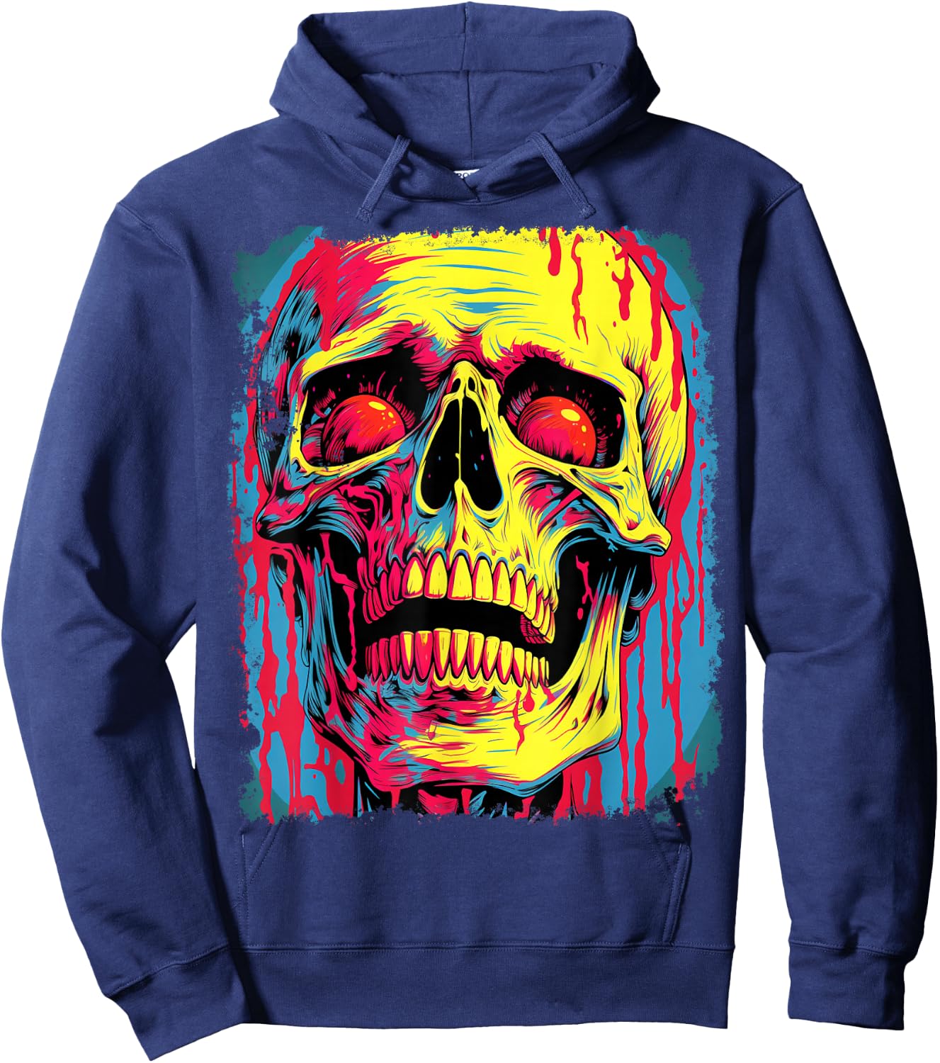 Pop Art Skeleton Anatomy Scary Halloween Hoodie - Hoodie | Navy
