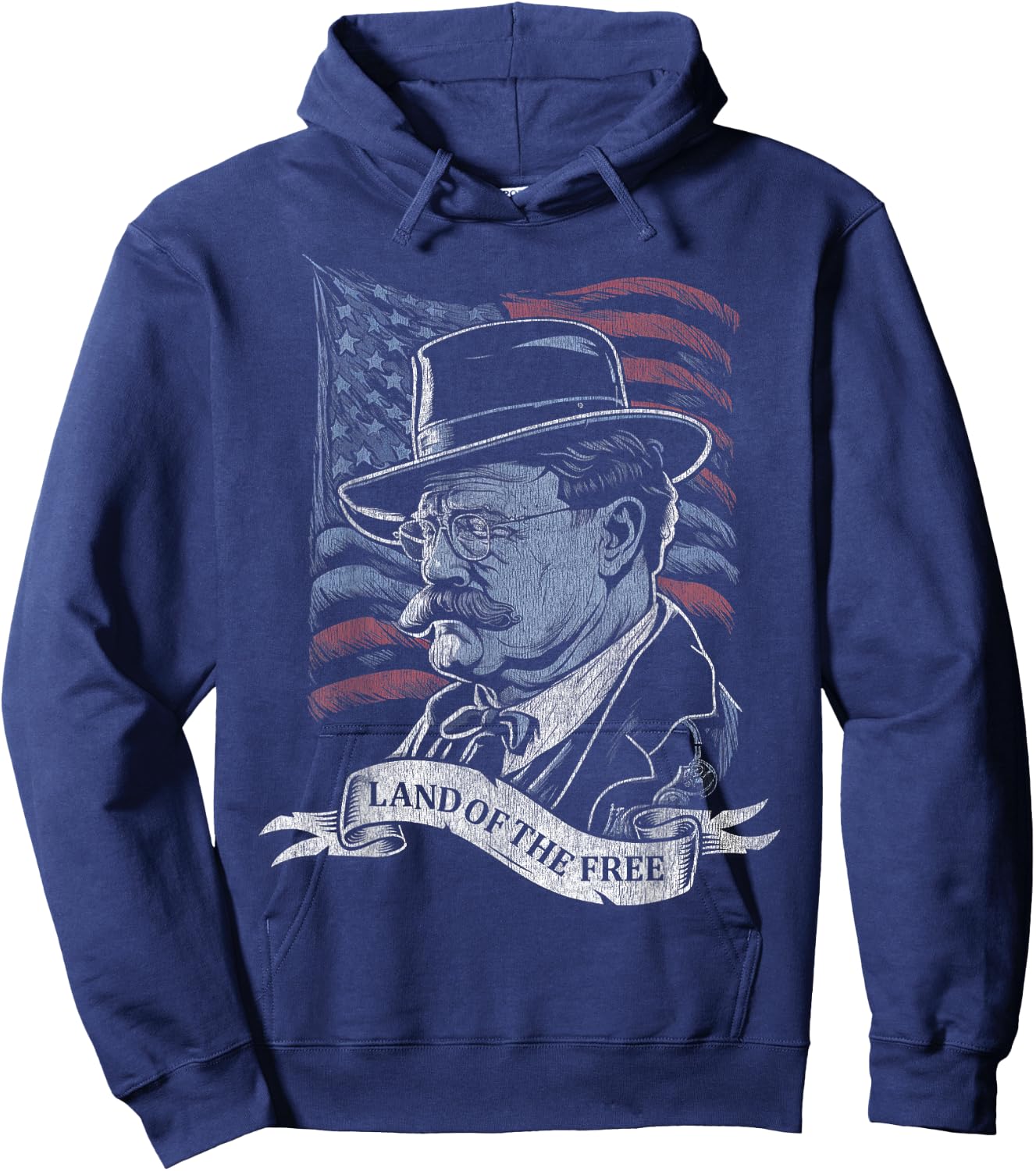 Teddy Roosevelt 4th of July American Flag Patriotic America Hoodie - Hoodie | Navy