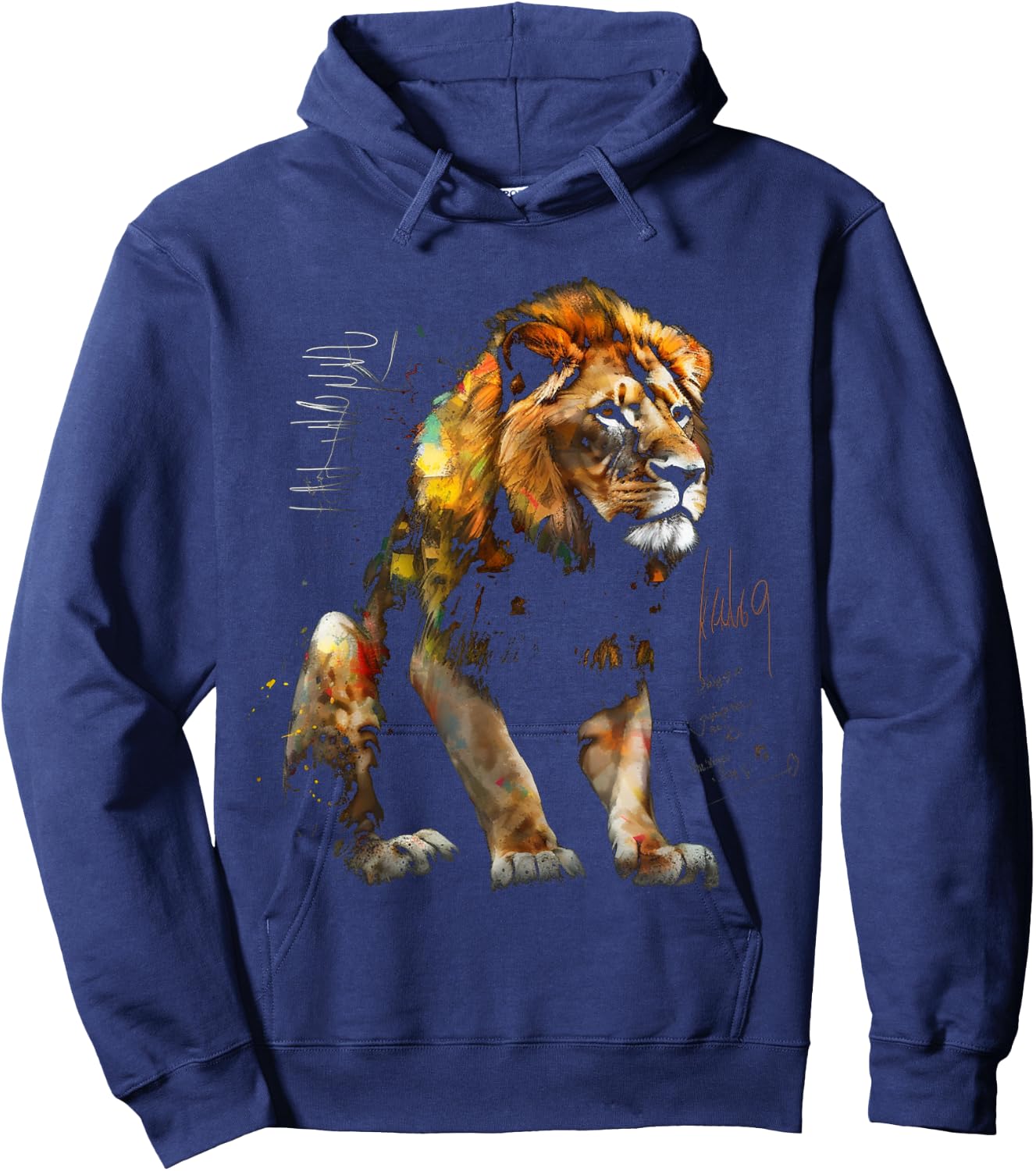 Lion Art - Animal Lovers Motif Artwork Animal Lion Hoodie - Hoodie | Navy
