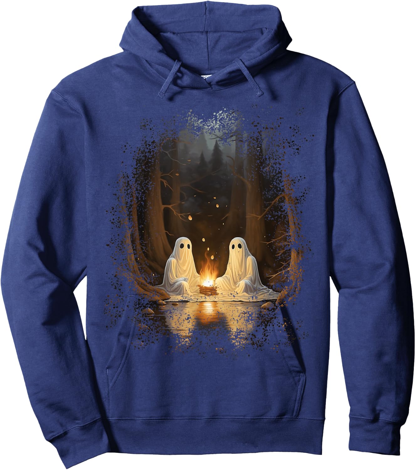 Vintage Ghost Campfire Camping Gothic Halloween Hoodie - Hoodie | Navy