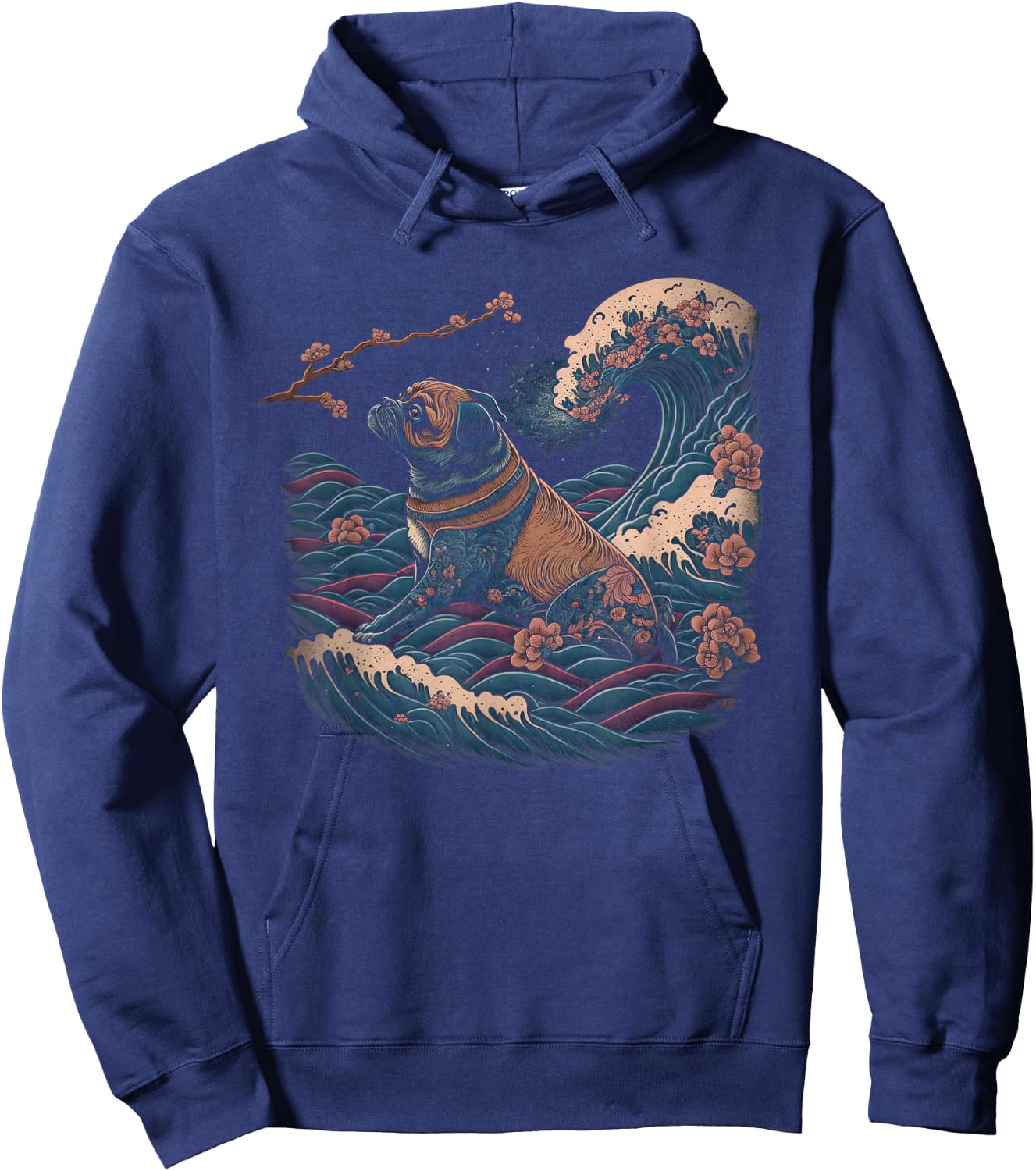 Surrealism Japanese Painting Chug dog Hoodie - Hoodie | Navy