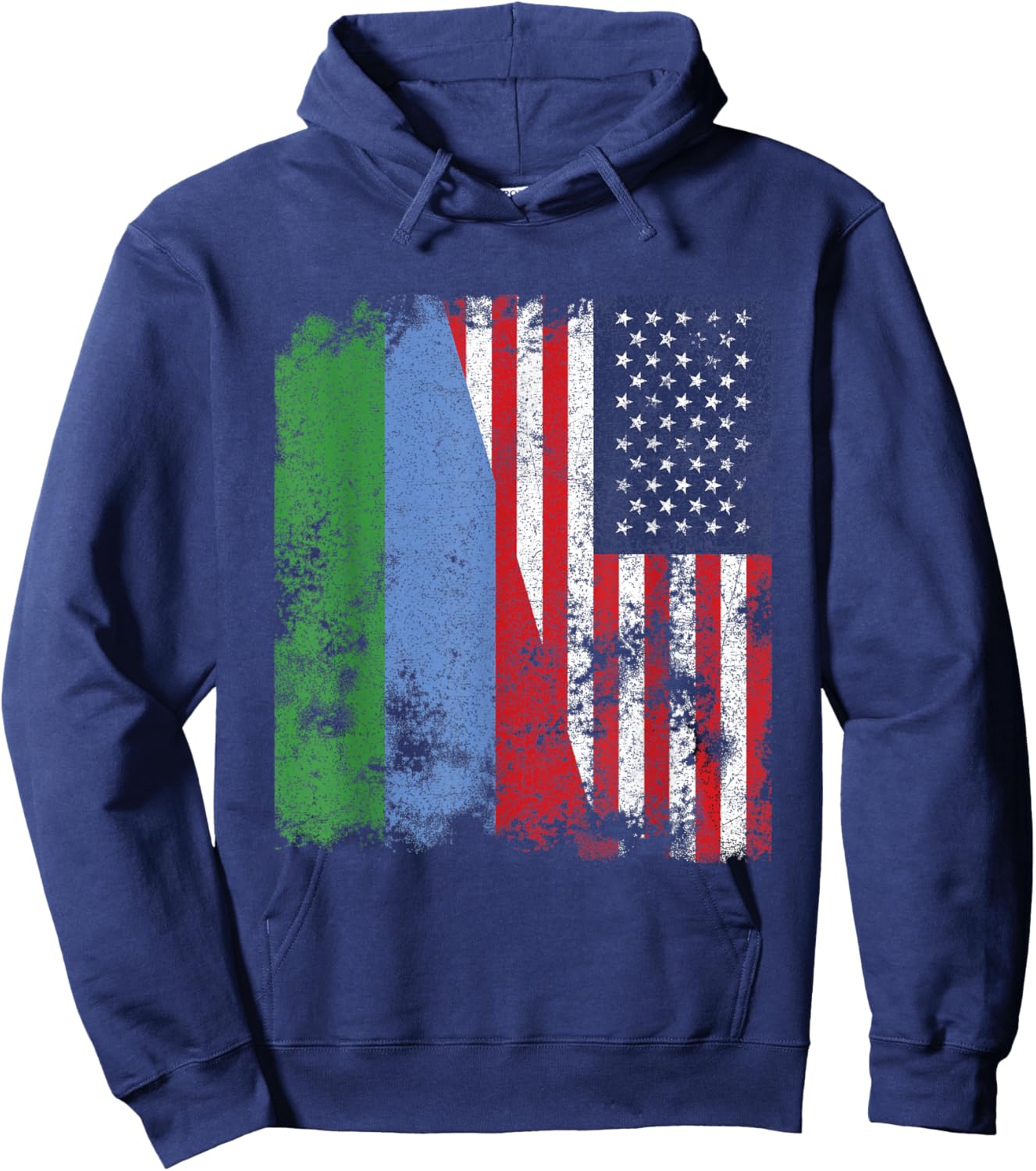 Dagestan USA Flag Distressed - Half American Hoodie - Hoodie | Navy