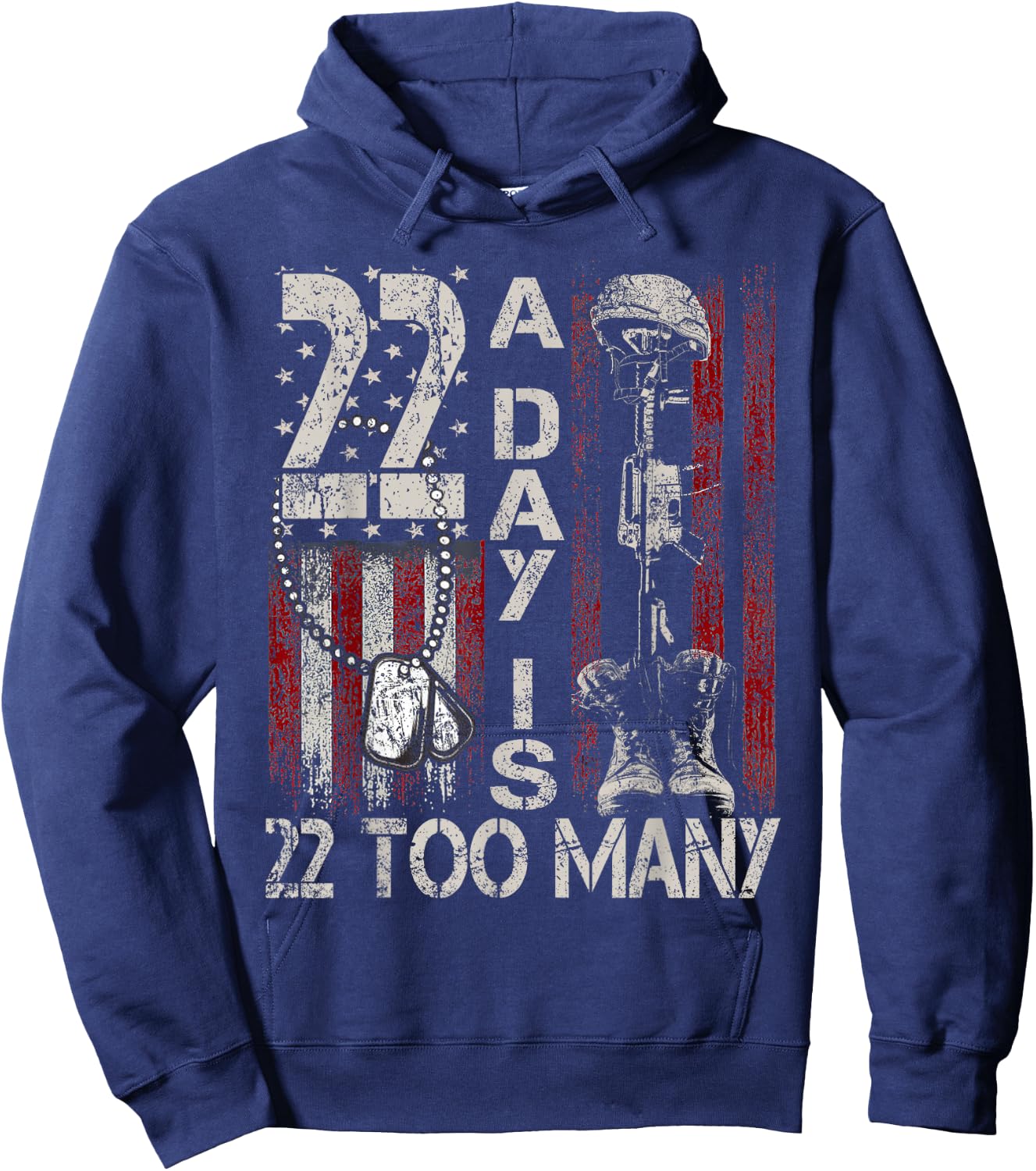 22 Day is 22 Too Many Help Veterans Veteran Lives Matter Hoodie - Hoodie | Navy