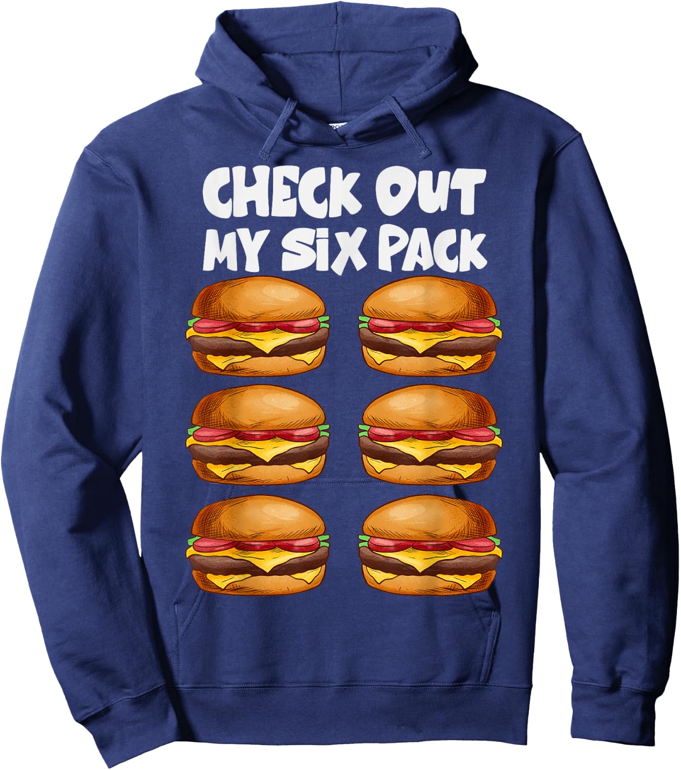 Check Out My Six Pack- 6 pack hamburger Funny Gym Hoodie - Hoodie | Navy