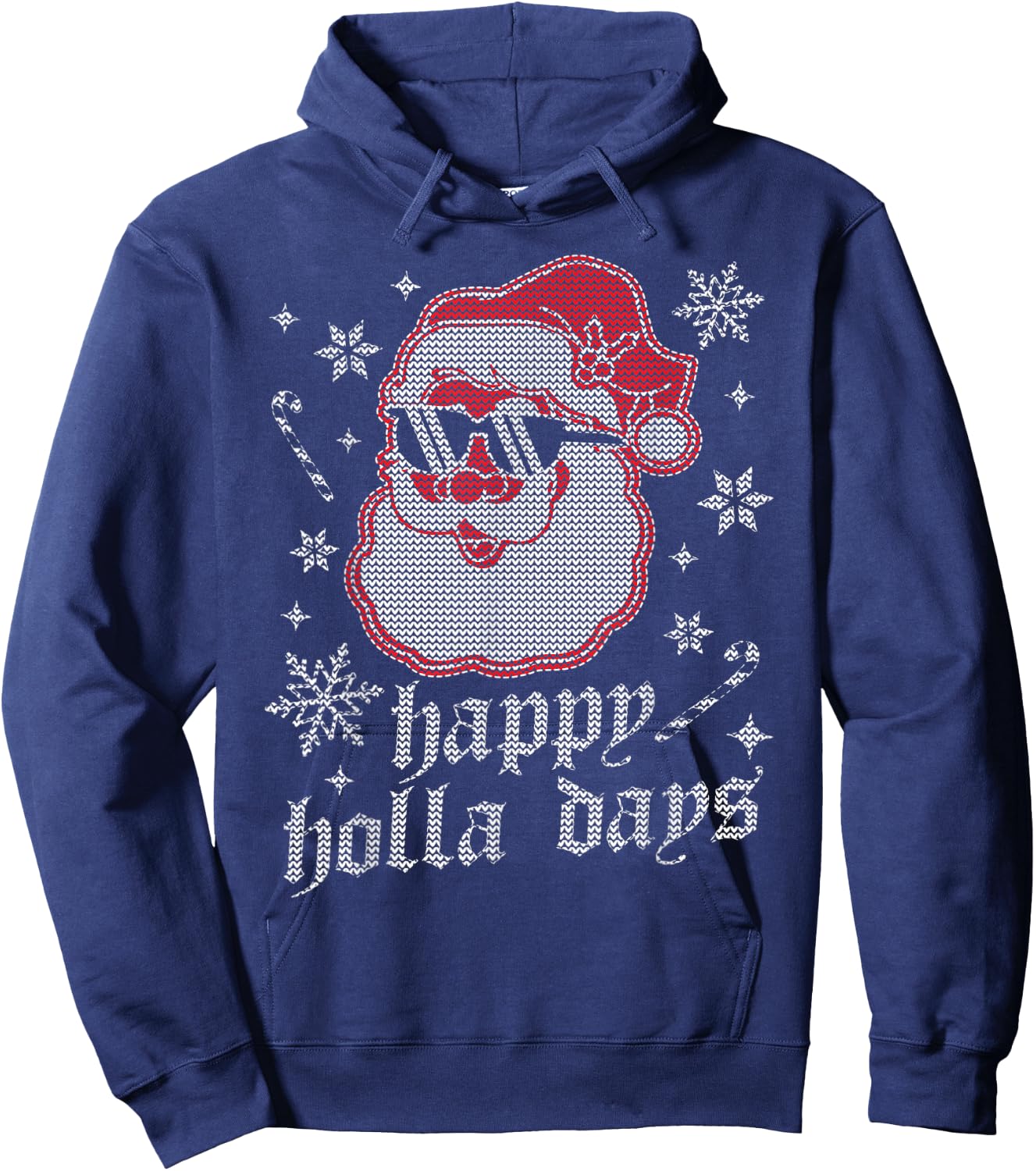 Happy Holla Days - Christmas Santa Claus - Ugly Christmas Hoodie - Hoodie | Navy