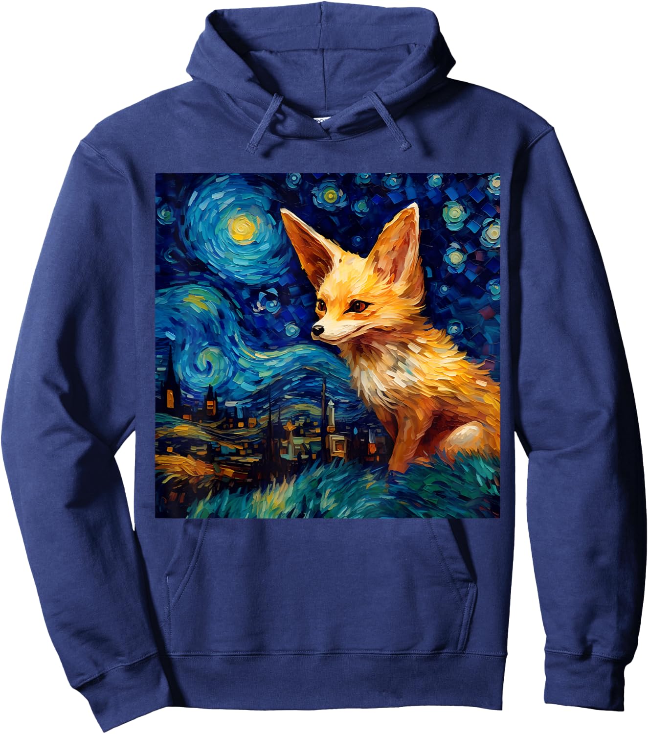 Surreal Starry Night Fennec Fox Hoodie - Hoodie | Navy