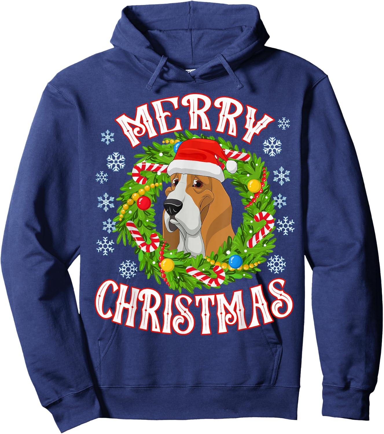 Basset Hound Santa Doggy Christmas Spirit Of Holiday Hoodie - Hoodie | Navy