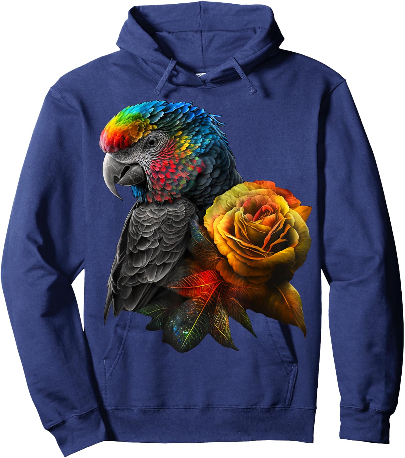 Parrot Bird Colourful Art Animal Flowers Hoodie - Hoodie | Navy