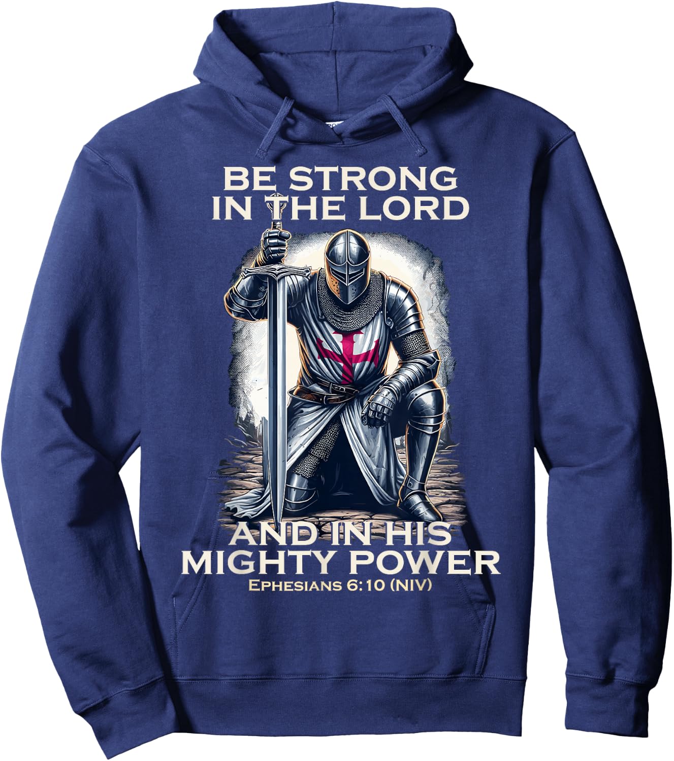 Templar Praying Knight Christian Bible Verse Saying Lord Hoodie - Hoodie | Navy