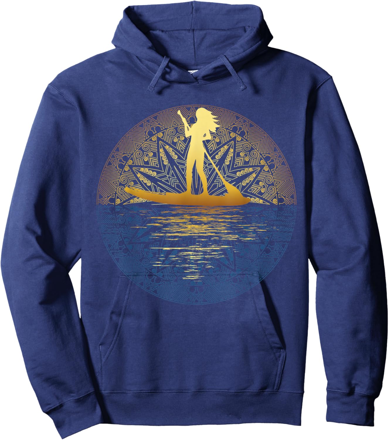 Paddleboard SUP Girl Mandala Reflected Stand Up Paddle Board Hoodie - Hoodie | Navy