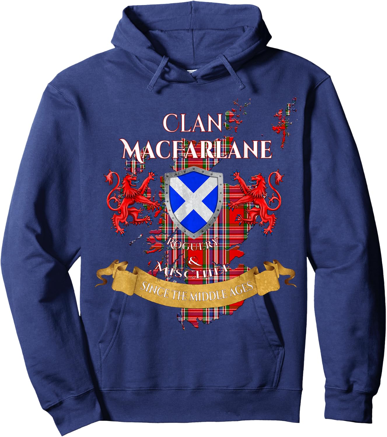 MacFarlane Scottish Family Clan Middle Ages Mischief Hoodie - Hoodie | Navy