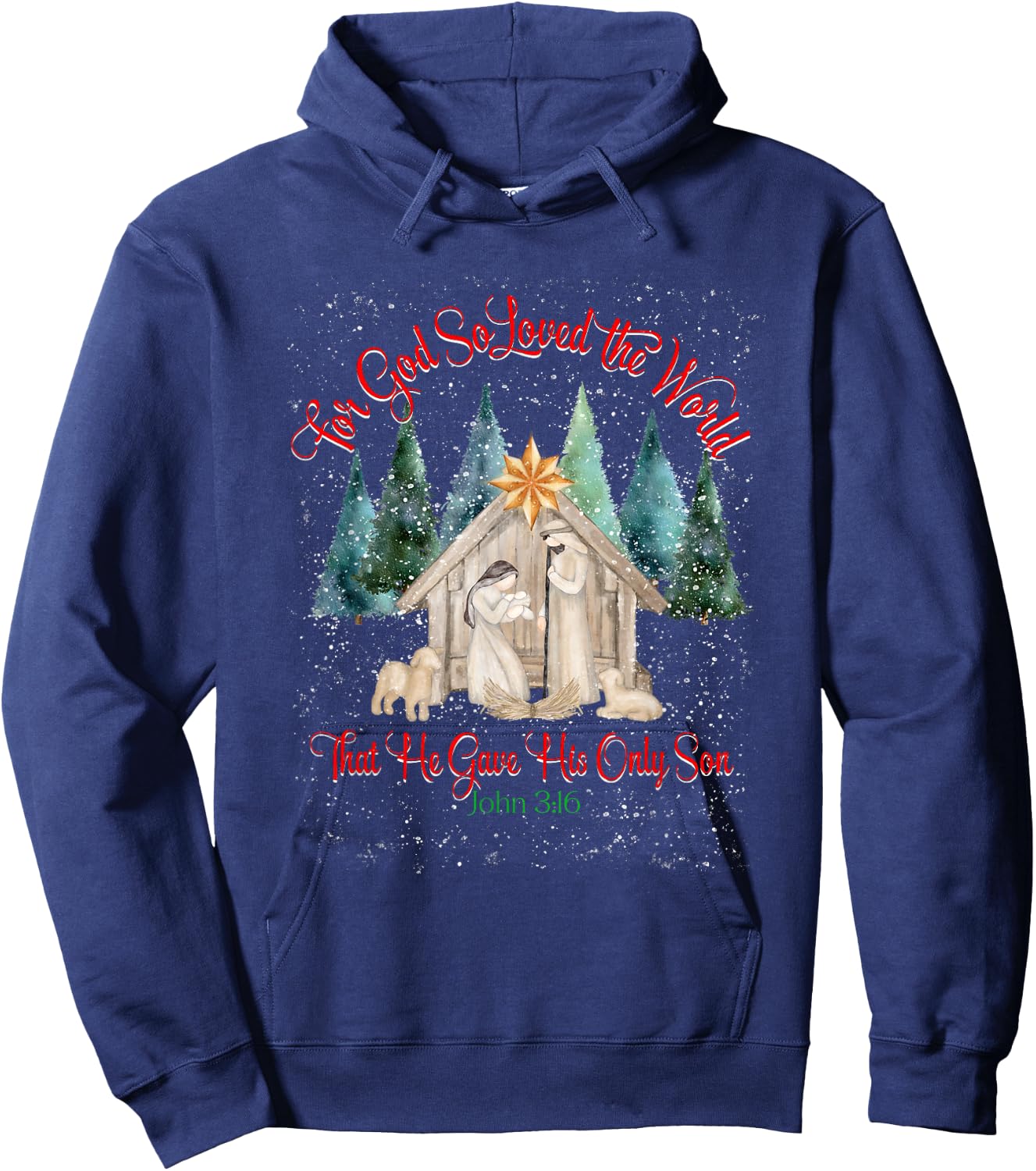 For God So Loved The World John 3:16 Christmas Nativity Hoodie - Hoodie | Navy