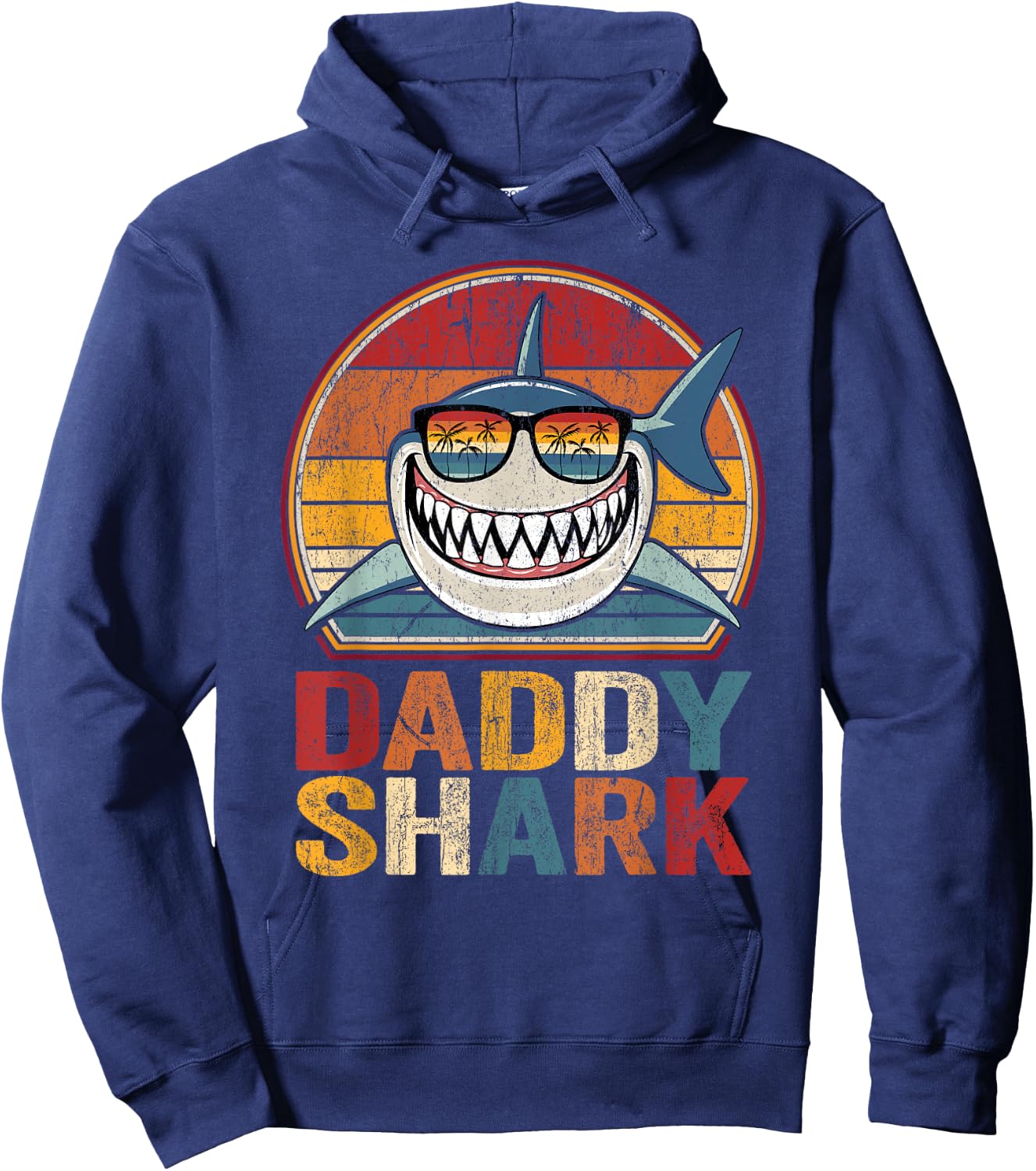 Daddy Shark Retro Shark Shirt Pajamas Gifts for Dad Dad Hoodie - Hoodie | Navy