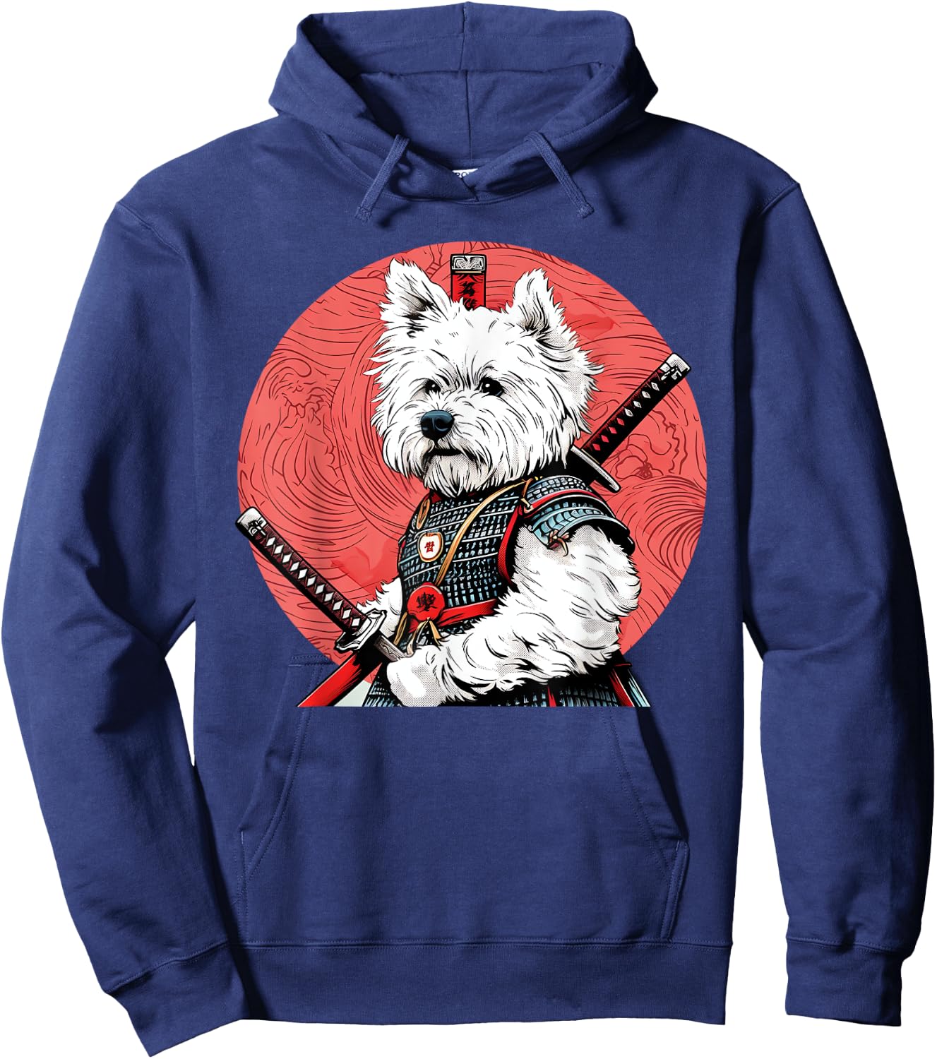 West Highland White Terrier Samurai Funny Dog Warrior Men Women Kids Hoodie - Hoodie | Navy
