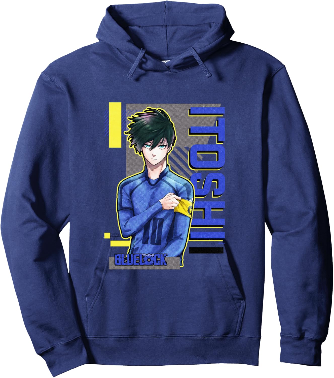 Blue Lock Rin Itoshi The Captain Big Chest Neon Portrait Hoodie - Hoodie | Navy