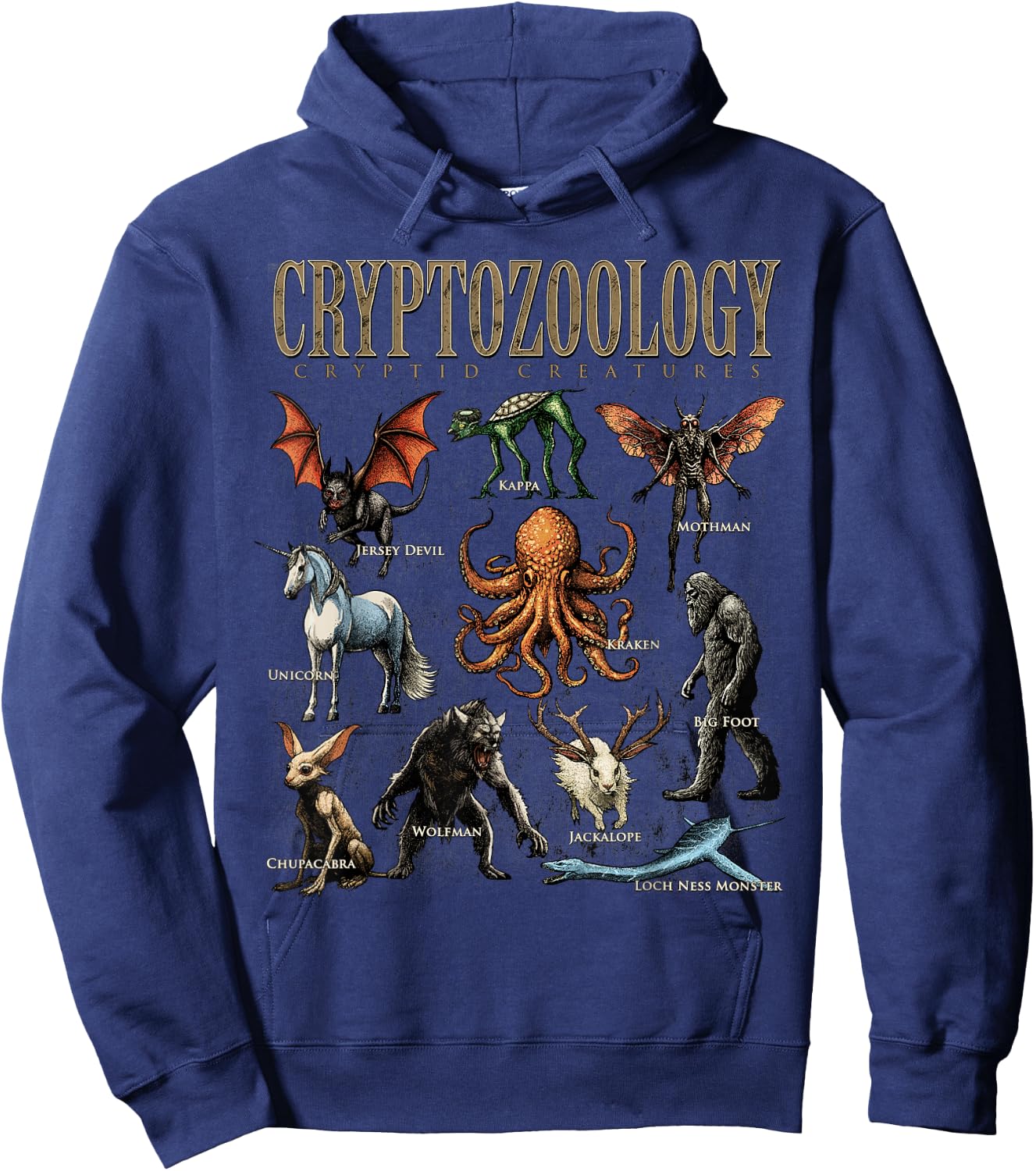 Cryptozoology Folklore Mythical Cryptid Creatures Monster Hoodie - Hoodie | Navy