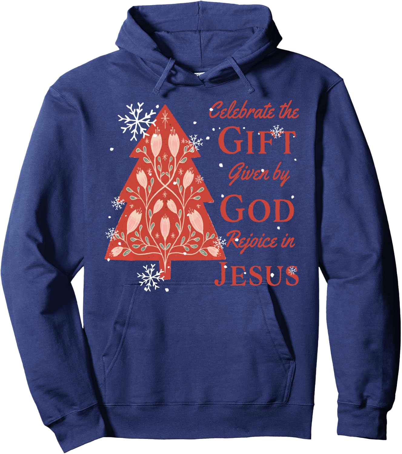Celebrate Jesus Birth Christian Christmas Tree Hoodie - Hoodie | Navy