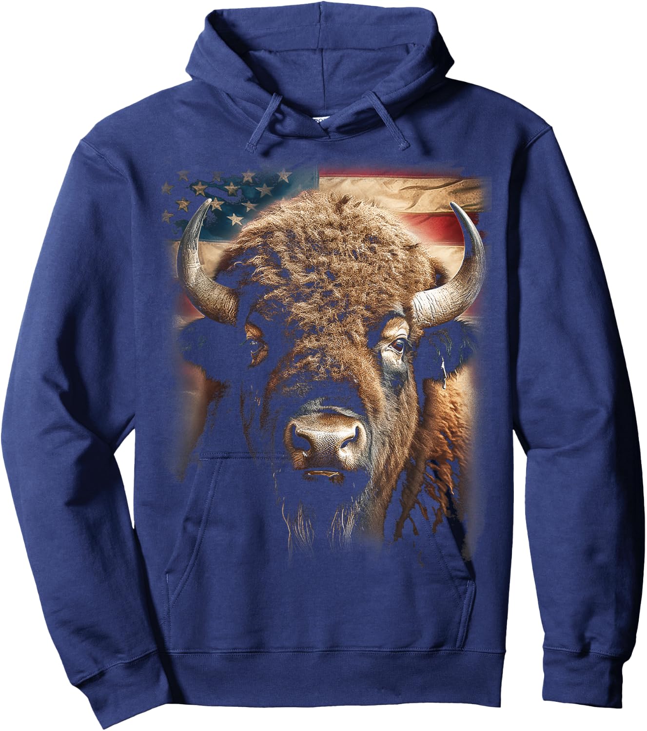Western Buffalo American Bison USA Buffalo American flag Women Kids Men Hoodie - Hoodie | Navy