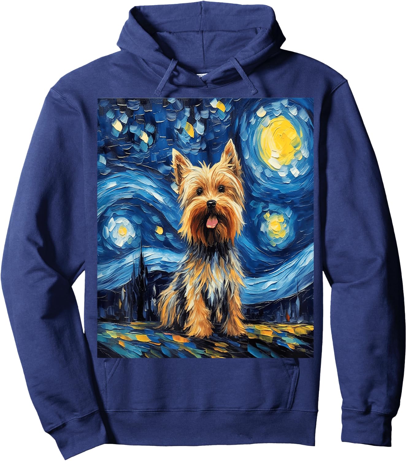 Funny dog art painting dog Lover Starry Night dog Van Gogh Hoodie - Hoodie | Navy
