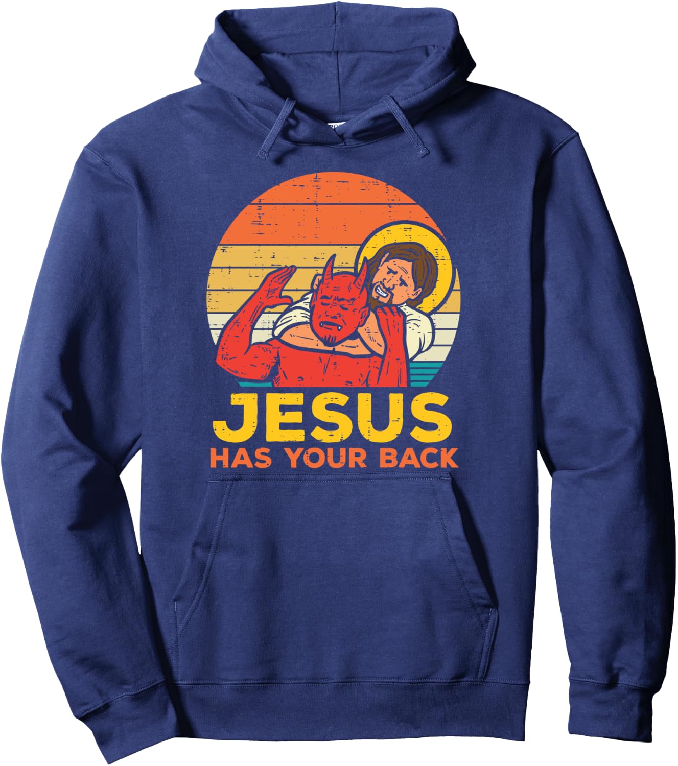 Jesus Has Your Back Jiu Jitsu Retro Christian Men Women Kids Hoodie - Hoodie | Navy
