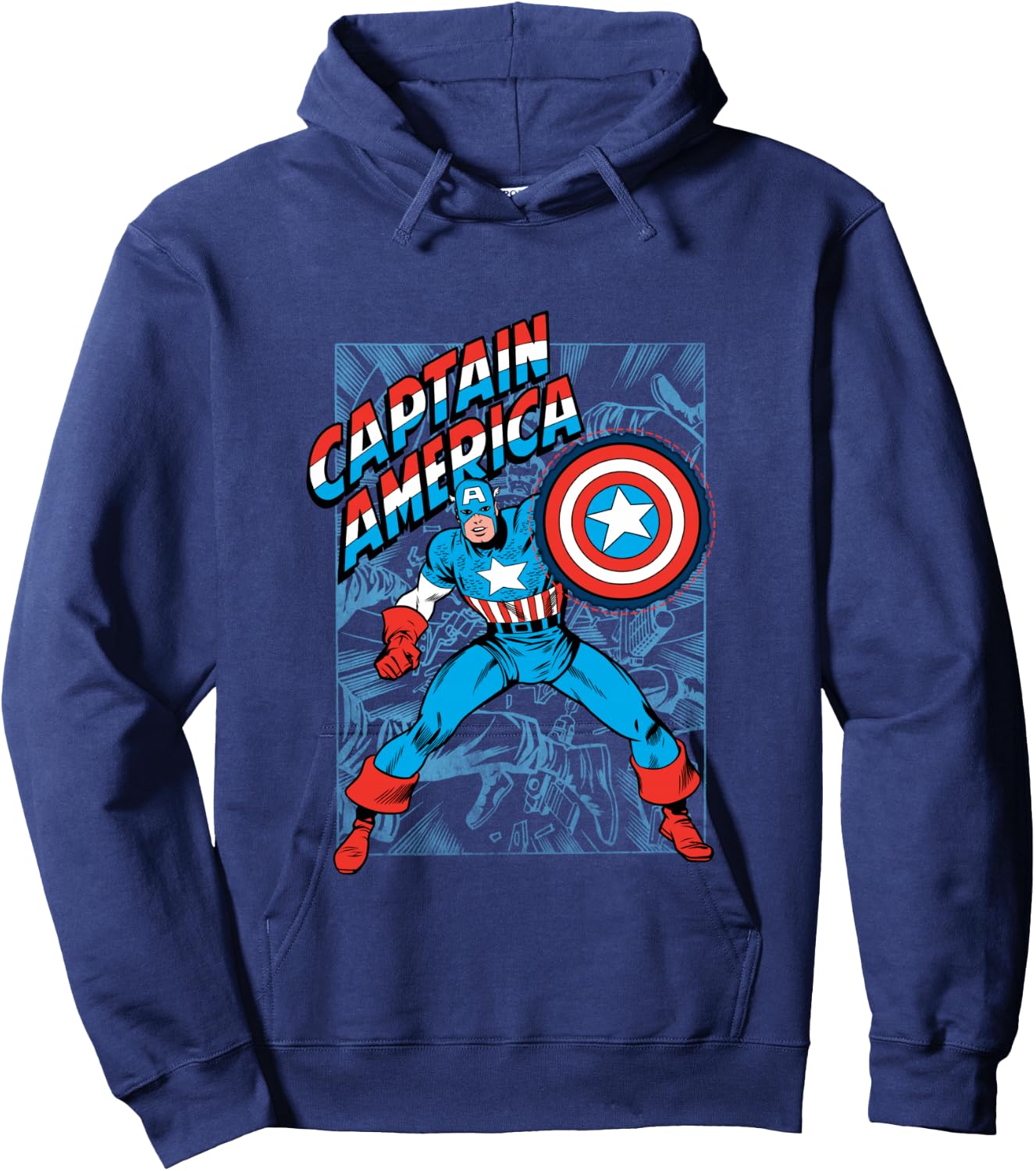Marvel Comics Retro Classic Captain America Comic Book Cover Hoodie - Hoodie | Navy