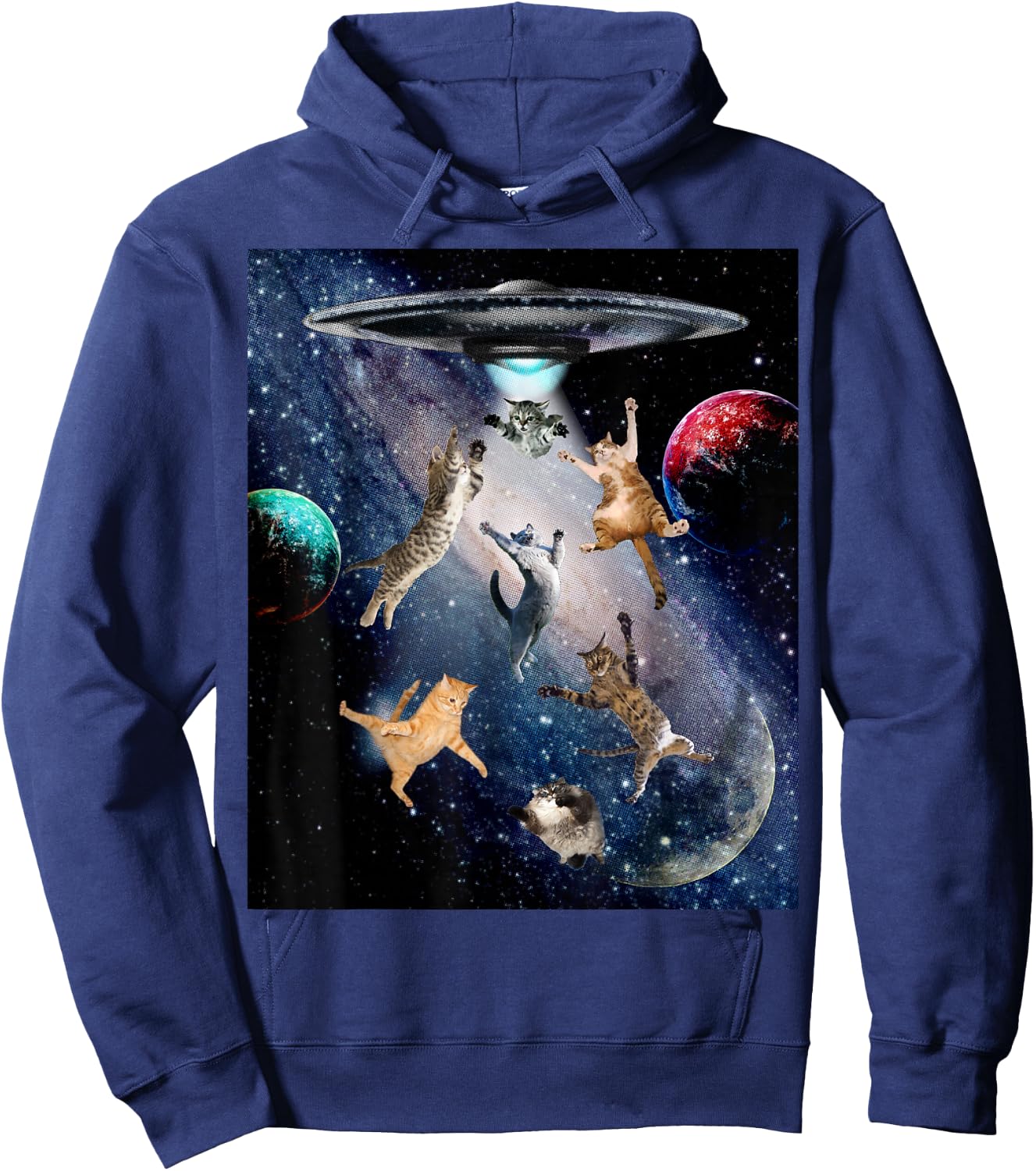 UFO Cats for Adults Galaxy Cats Cute Cat Lover Hoodie - Hoodie | Navy