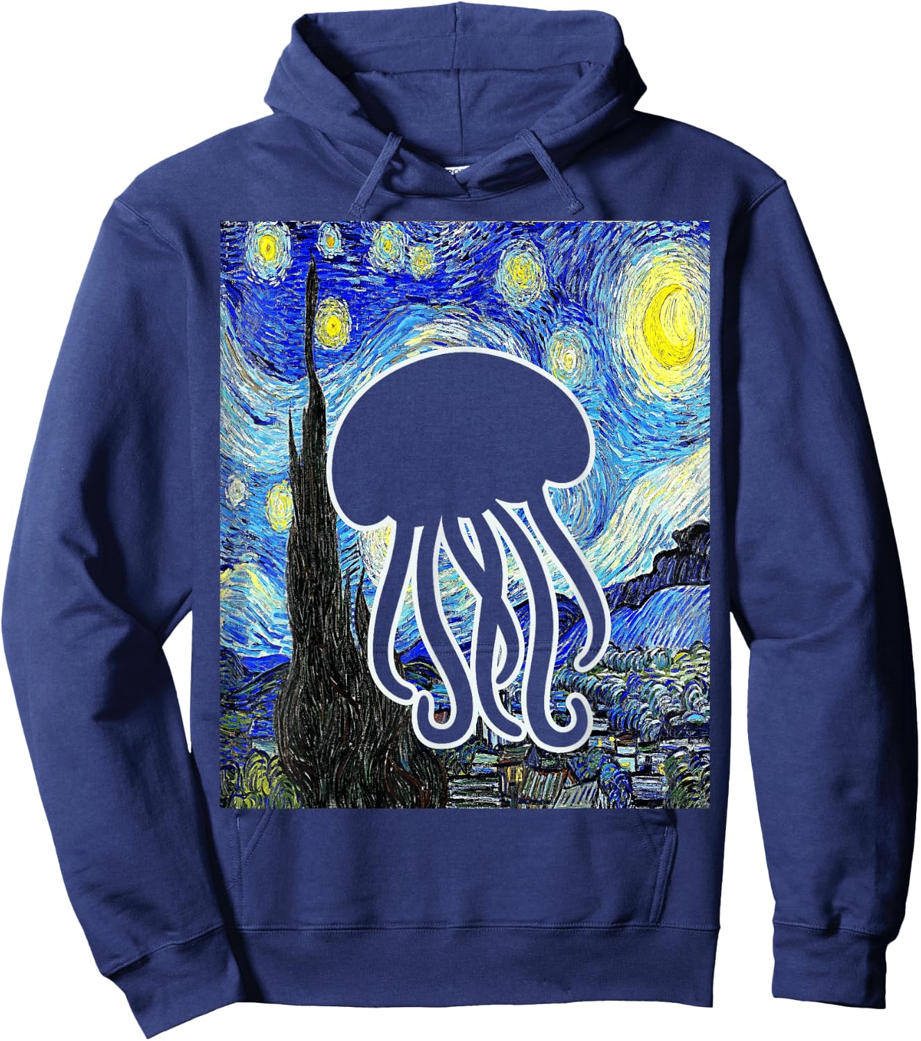 Jellyfish Starry Night Van Gogh Oceanology Jellyfish Lover Hoodie - Hoodie | Navy