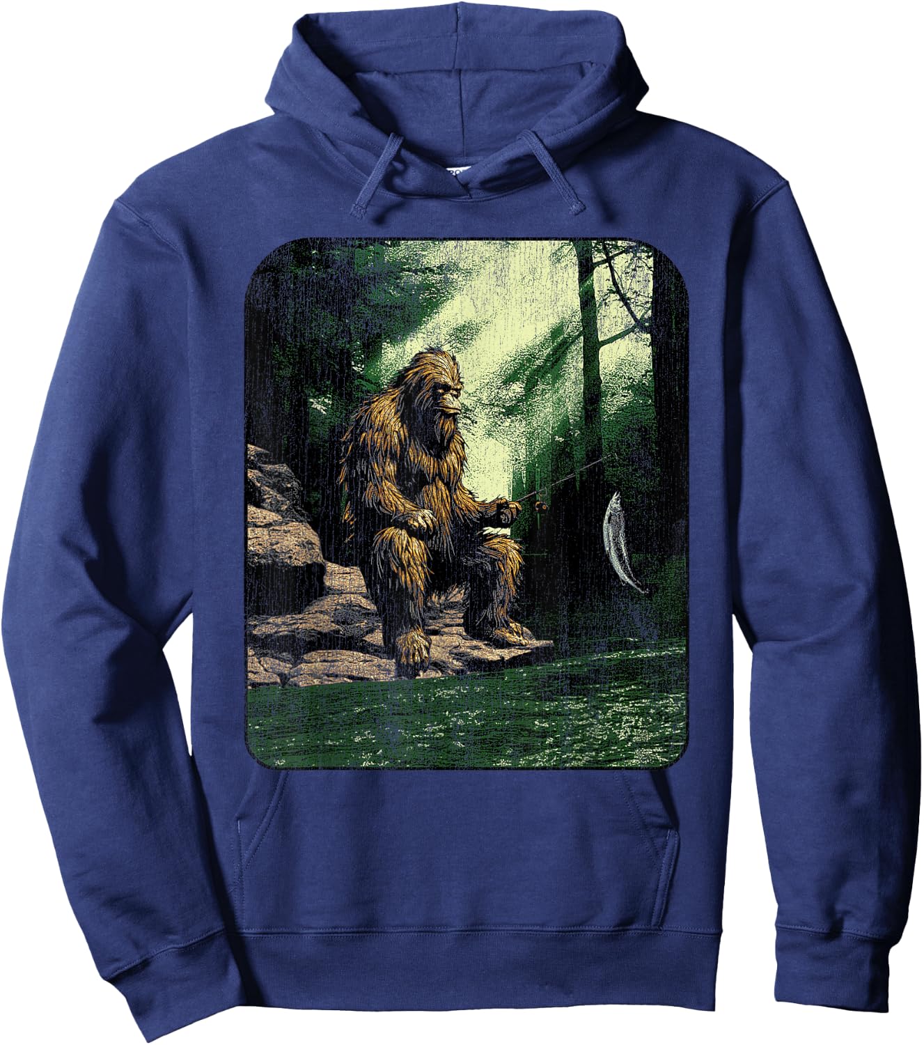 Big foot fishing, cool fishing fisher men Hoodie - Hoodie | Navy