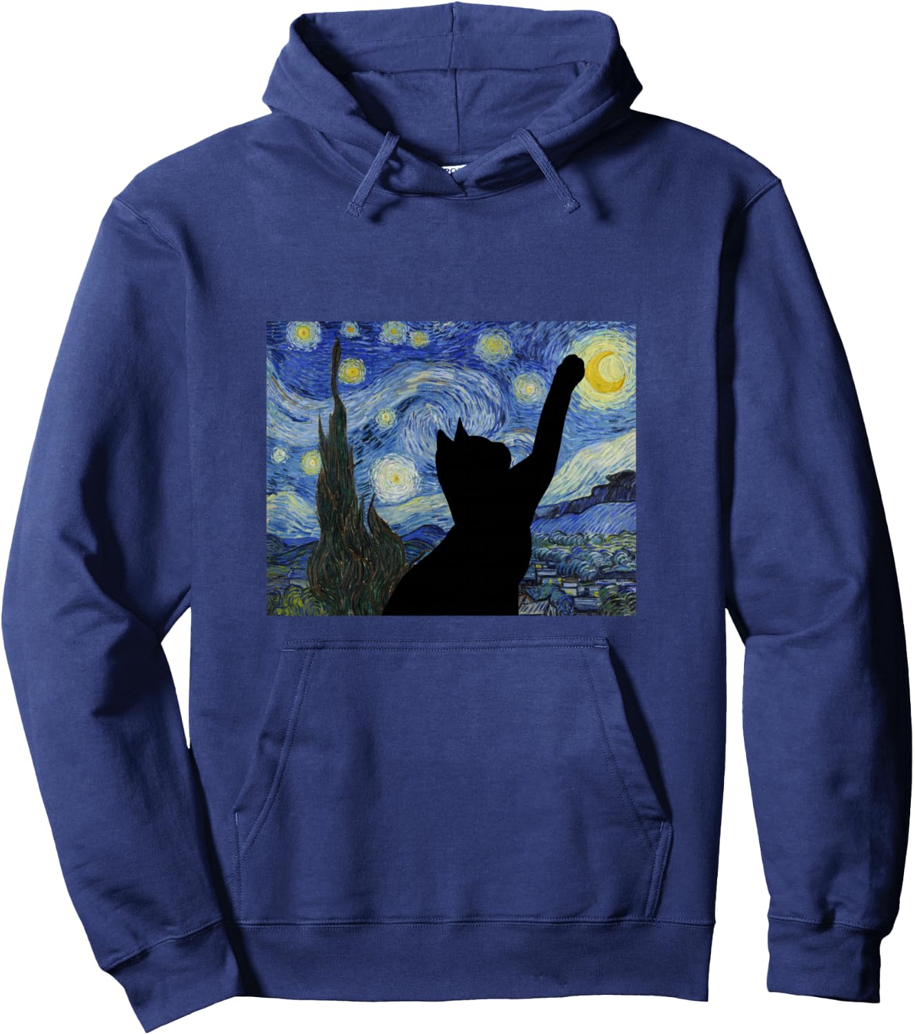 Starry Night Van Gogh Painting Funny Cat Lovers Gift Hoodie - Hoodie | Navy