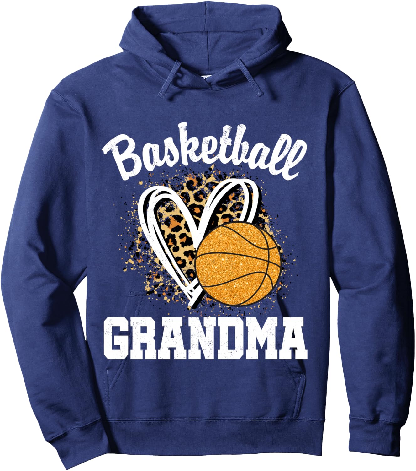 Basketball Grandma Leopard Heart Hoodie - Hoodie | Navy