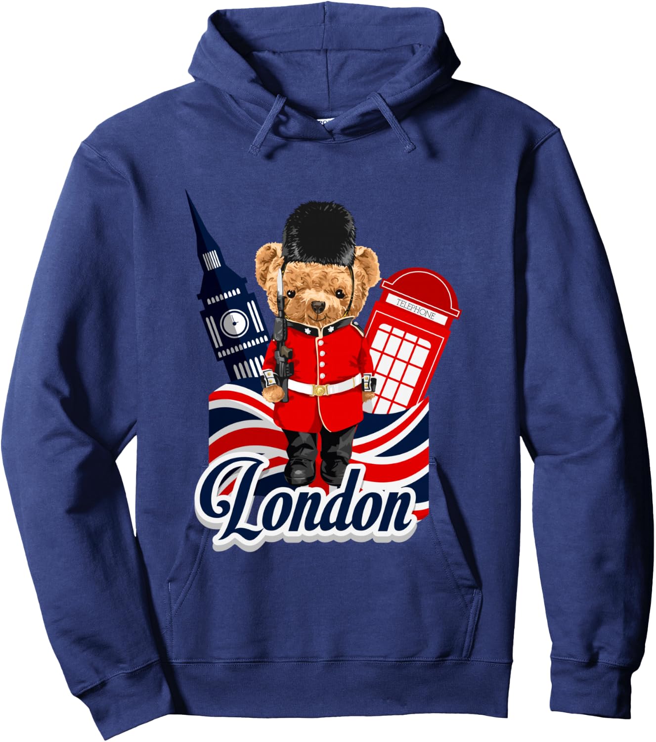 London Teddy Bear Queen Guard Illustration Graphic Anime Hoodie - Hoodie | Navy