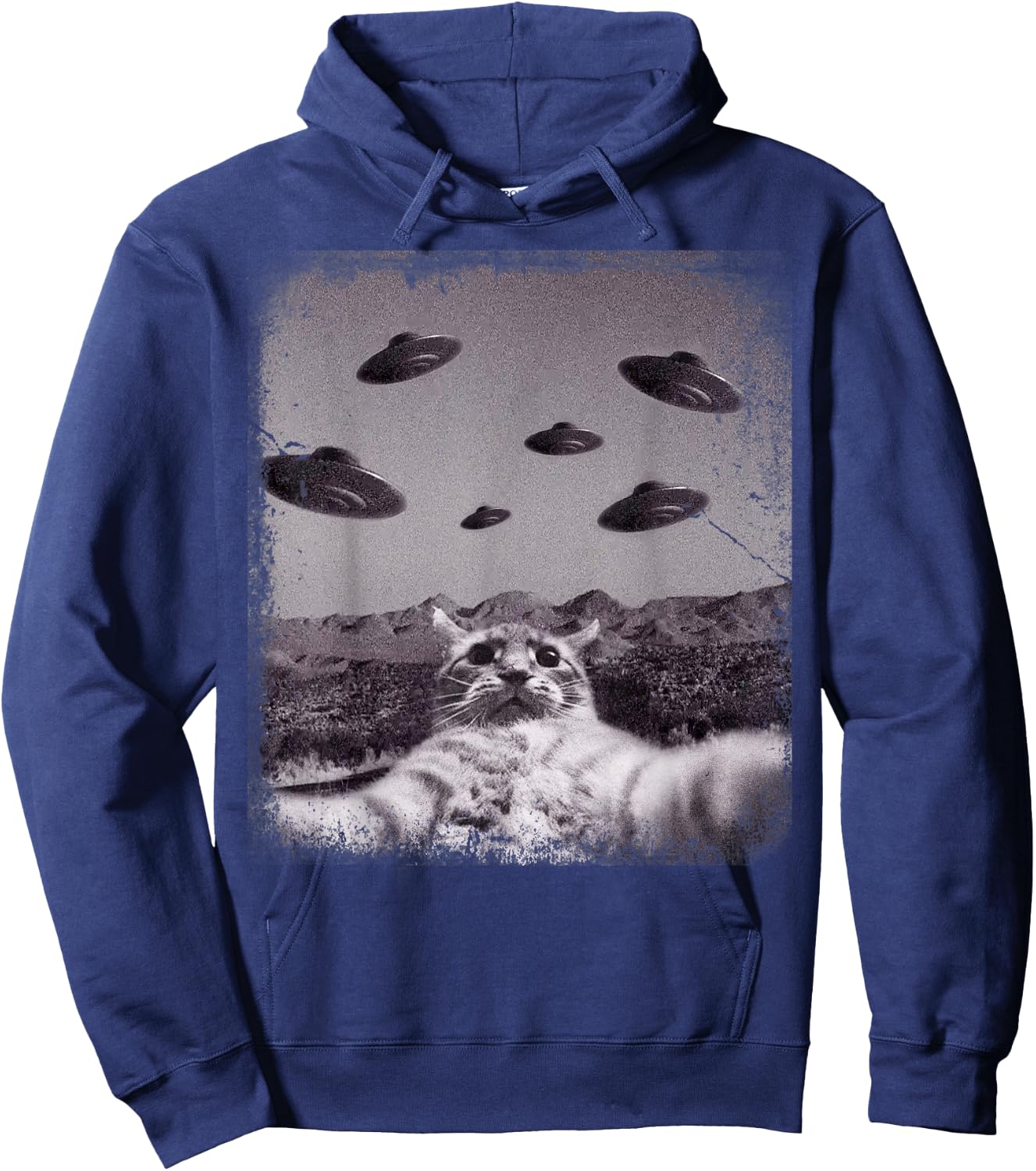 Alien UFO Cat Meme Women Kids Hoodie - Hoodie | Navy