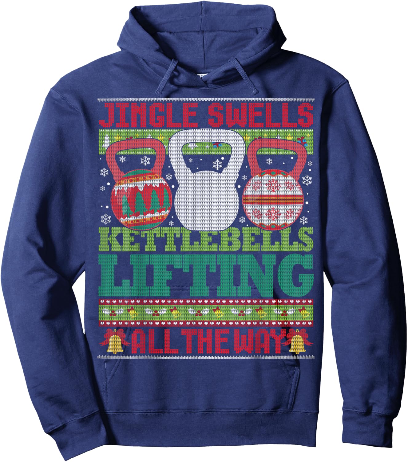 Ugly Christmas Gym Kettlebell Weightlifting Fitness Gift Hoodie - Hoodie | Navy