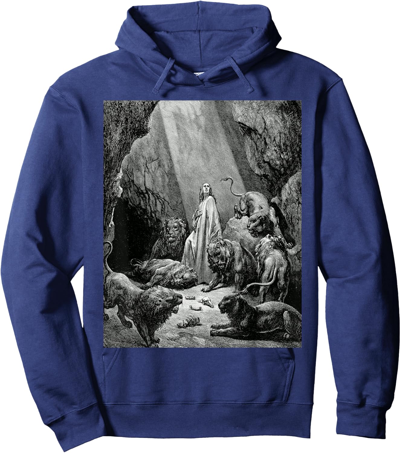 Daniel in the Lion's Den Gustave Dore Romanticism Bible Art Hoodie - Hoodie | Navy