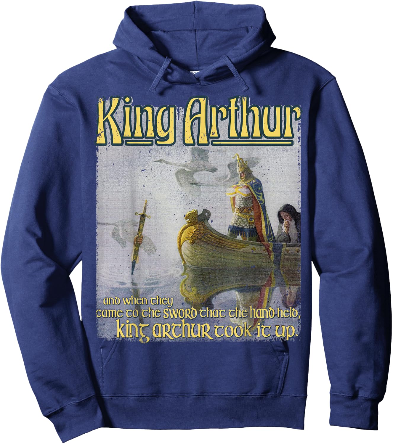 King Arthur Excalibur Sword Lake Merlin Medieval Literature Hoodie - Hoodie | Navy