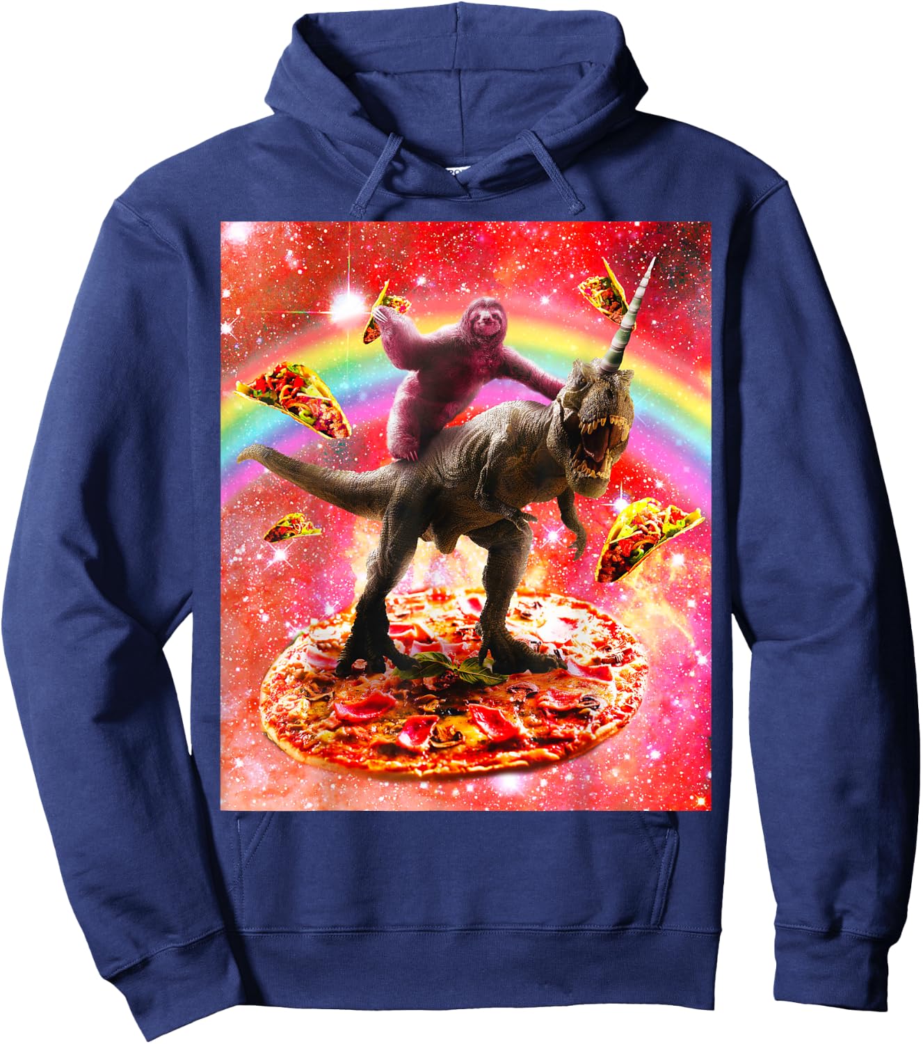 Unicorn dinosaur ride-on space sloth - Pizza e Hoodie - Hoodie | Navy