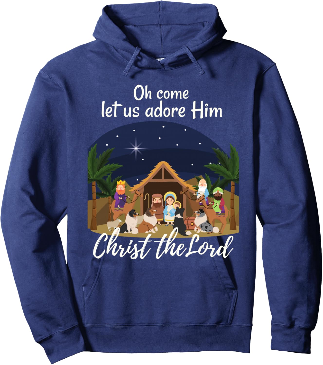 Sheltie Christmas Adorable Nativity with Shelties Hoodie - Hoodie | Navy