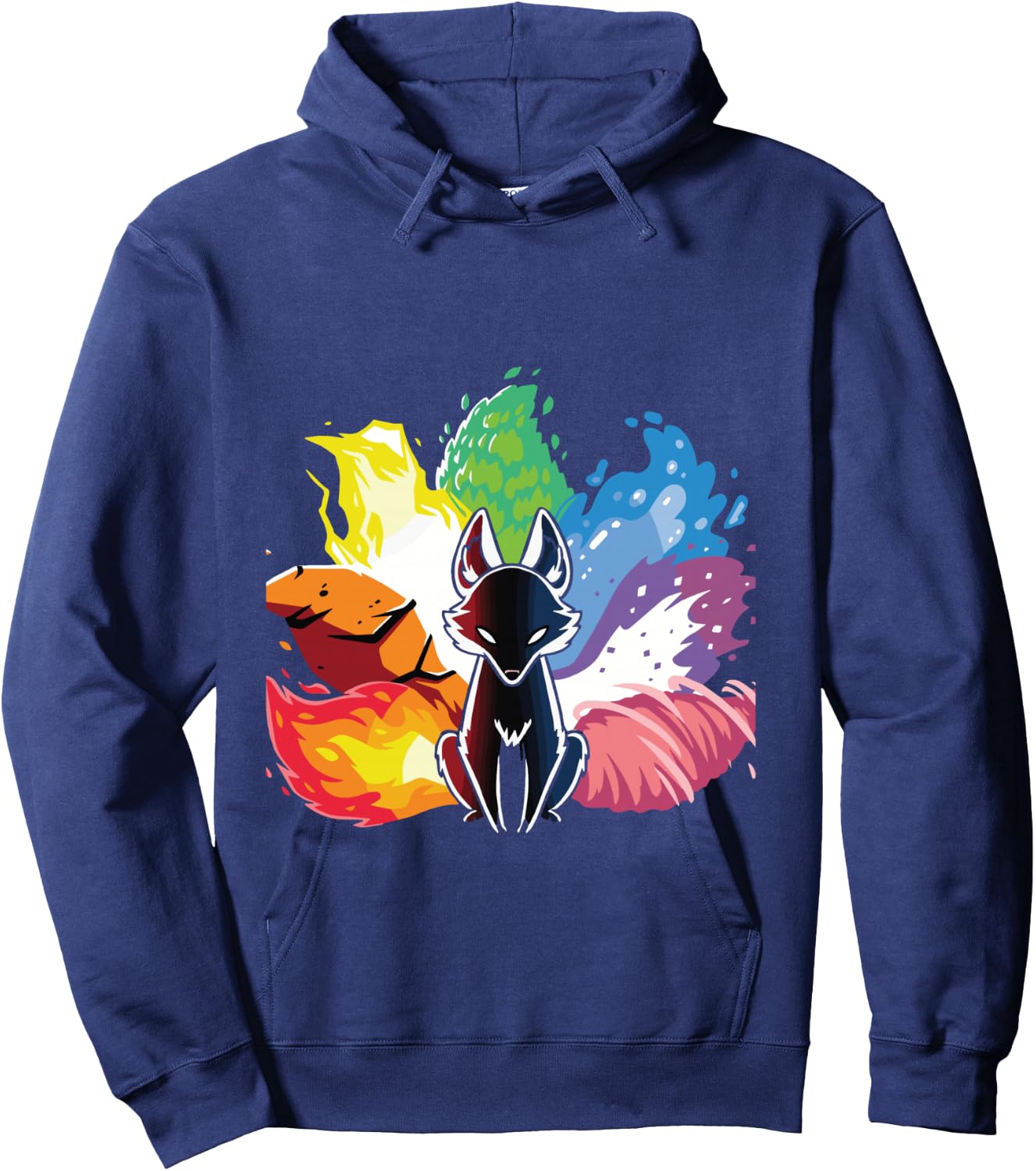 Kitsune Nine Tail Rainbow Fox Hoodie - Hoodie | Navy