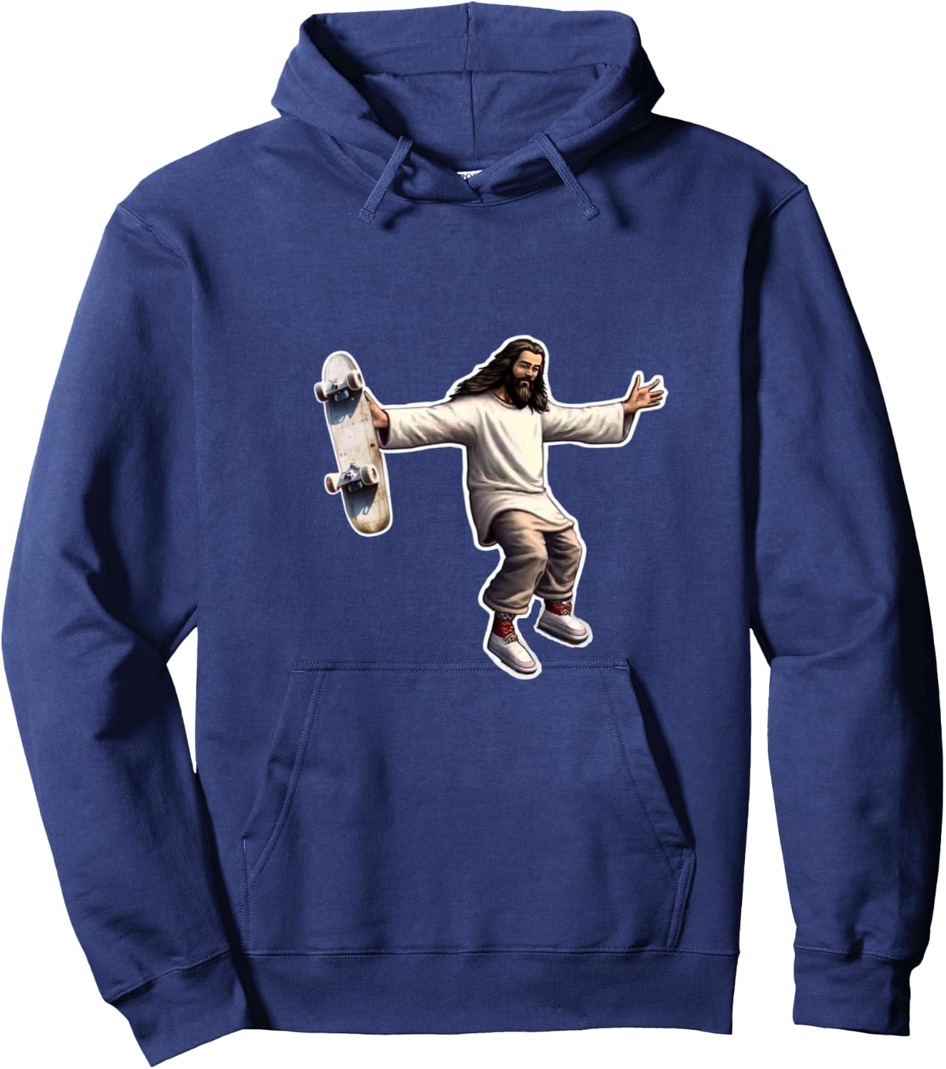Steezus Christ Shredding Skateboard Trending Meme Hoodie - Hoodie | Navy