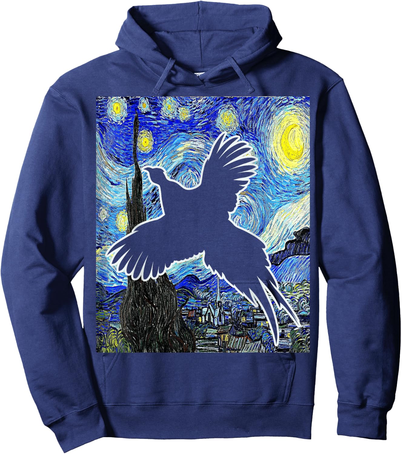Pheasant Starry Night Pheasant Hunting Painting Hoodie - Hoodie | Navy