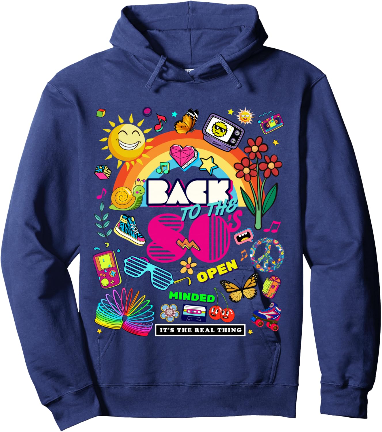 I Love 80's Retro Back To 80's Stuff Illustration Graphic Hoodie - Hoodie | Navy